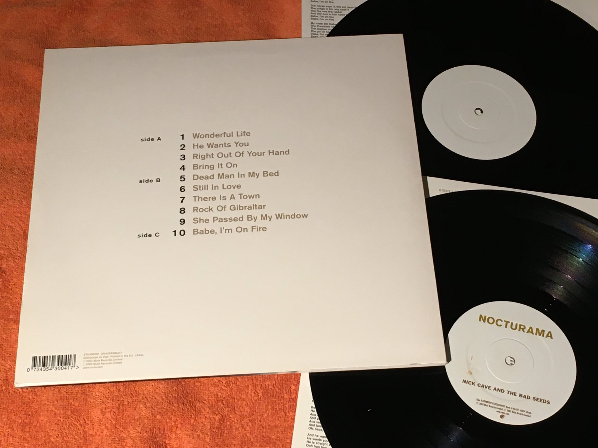 Omslagsbild för skivan NICK CAVE & THE BAD SEEDS nocturama 2xLP 2003 MUTE STUMM 207