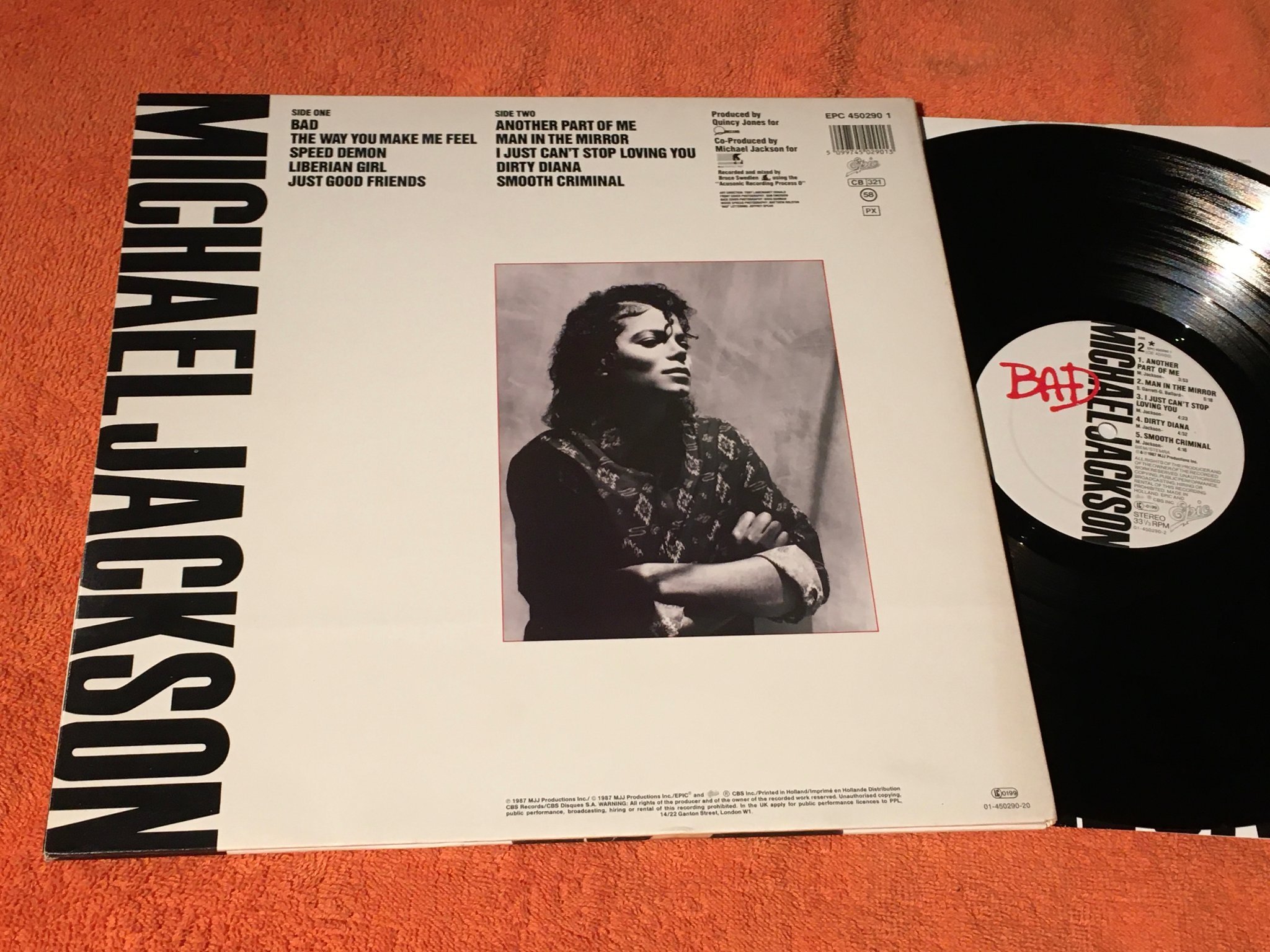 Omslagsbild för skivan MICHAEL JACKSON bad LP -87 EPIC EPC 4502901