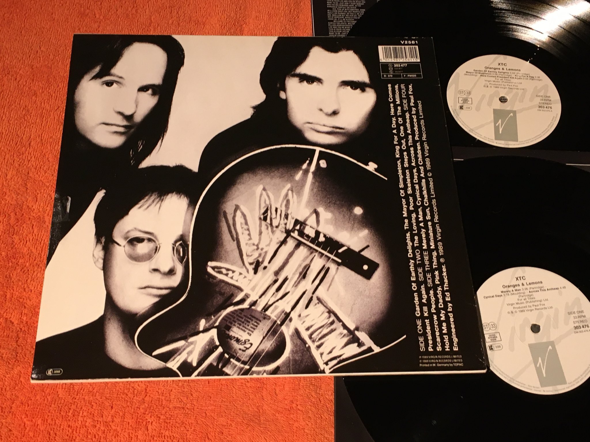 Omslagsbild för skivan XTC oranges & lemons 2xLP -89 VIRGIN 303476