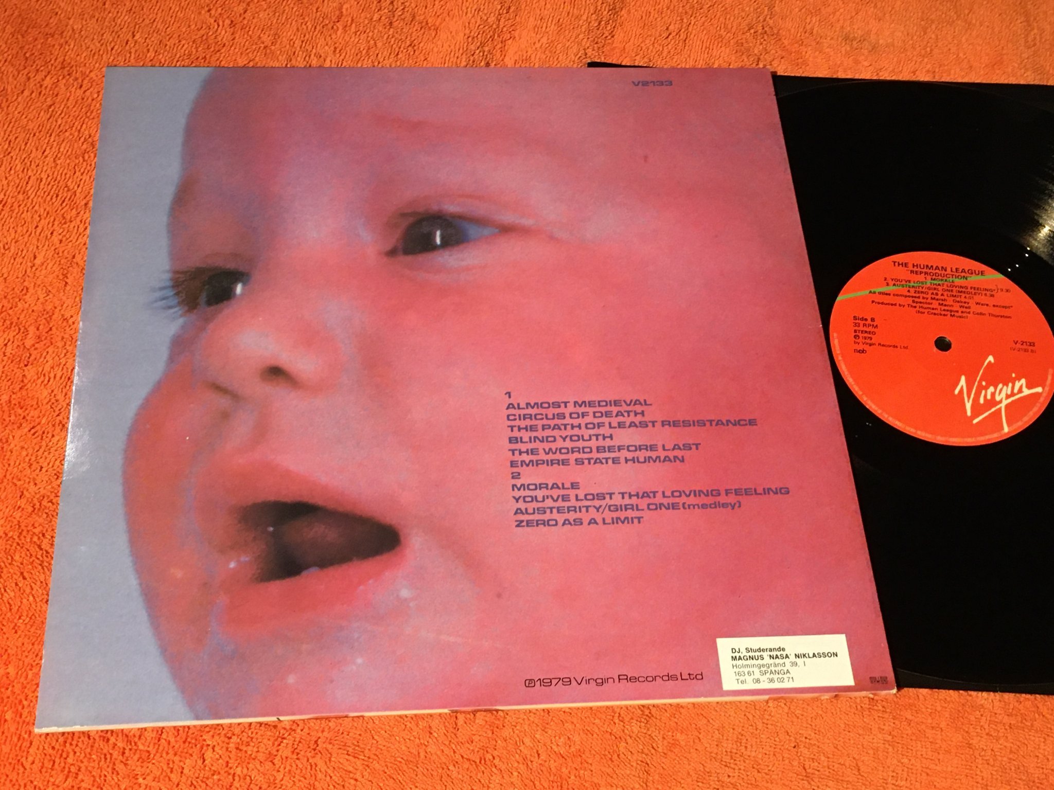Omslagsbild för skivan THE HUMAN LEAGUE reproduction LP -79 VIRGIN V-2133