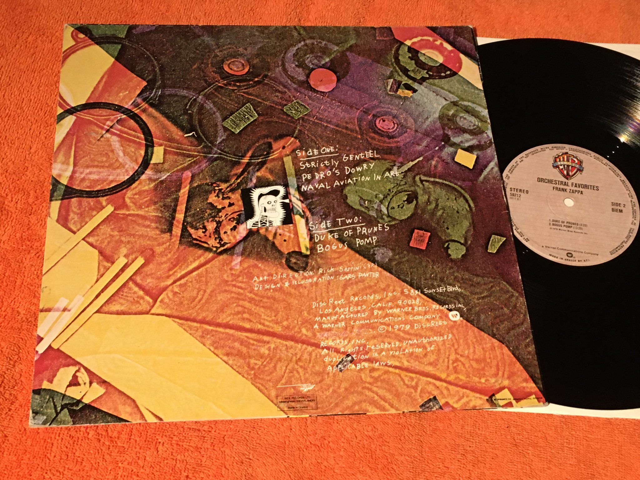 Omslagsbild för skivan FRANK ZAPPA orchestral favorites LP -79 Greece WARNER BROS 59212