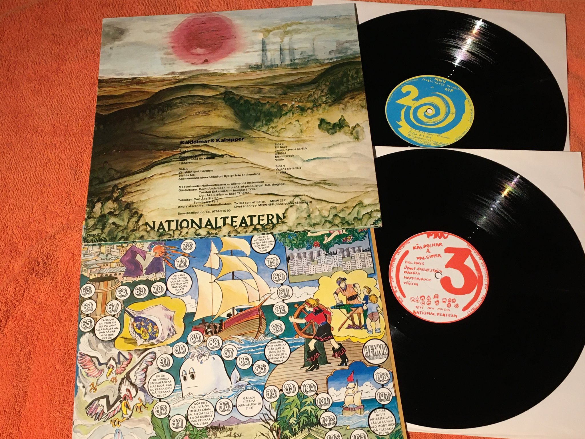 Omslagsbild för skivan NATIONALTEATERN kåldolmar & kalsipper 2xLP -76 Swe MNW MNW 64P w/ spelbräda