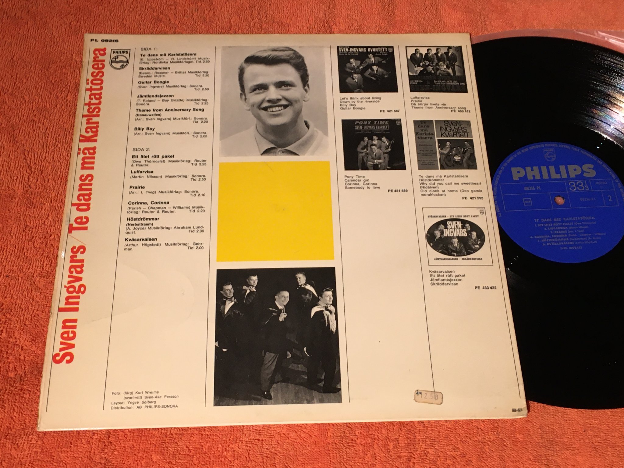 Omslagsbild för skivan SVEN INGVARS te dans mä Karlstatöserna LP -61 Swe PHILIPS 08216 PL