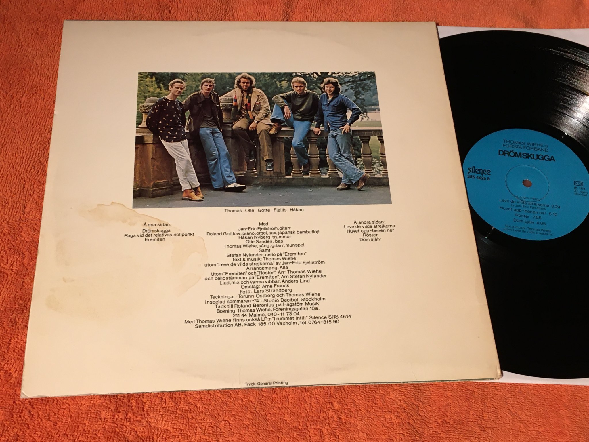 Omslagsbild för skivan THOMAS WIEHE’S FÖRSTA FÖRBAND drömskugga LP -74 Swe SILENCE SRS 4626