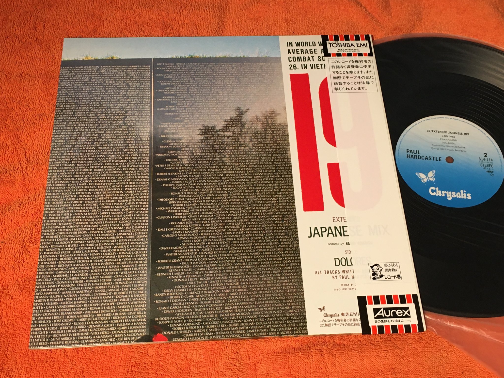 Omslagsbild för skivan PAUL HARDCASTLE 19 12”single -85 JAPAN extended Japanese mix