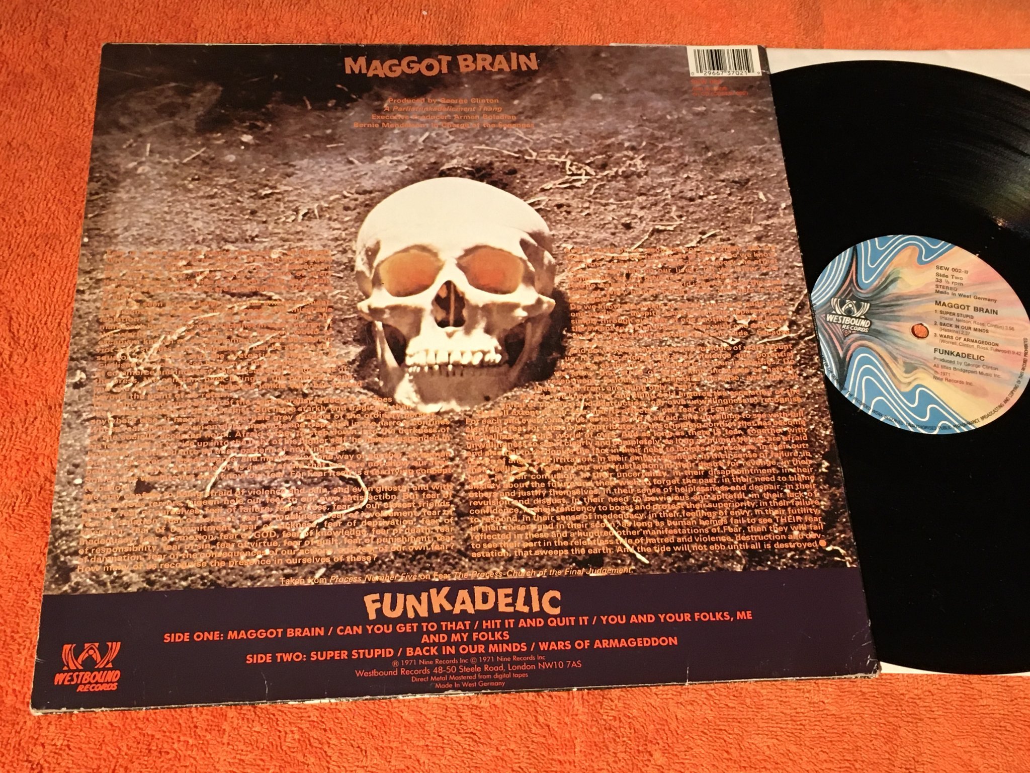 Omslagsbild för skivan FUNKADELIC maggot brain LP re WESTBOUND SEW 002 