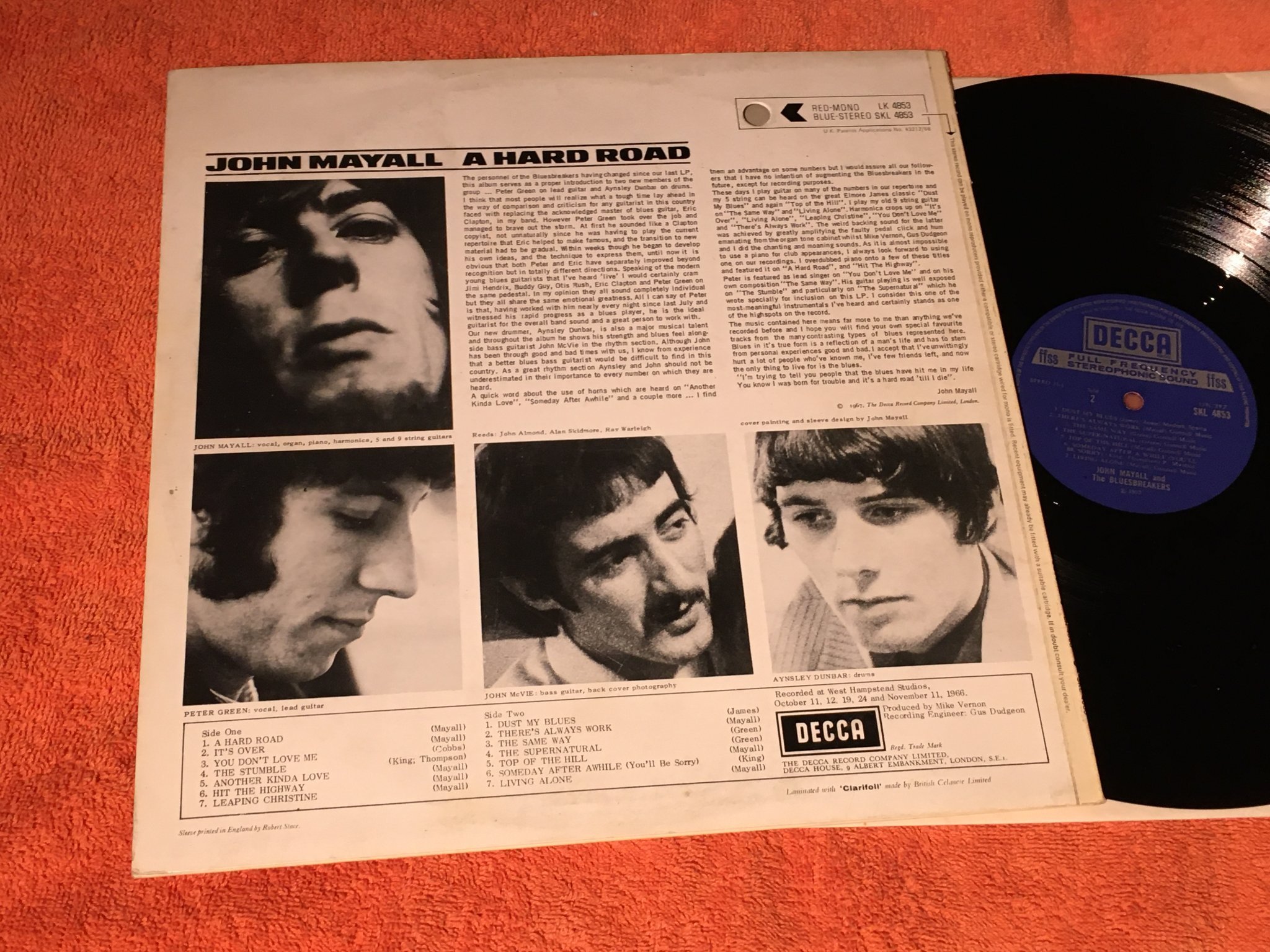 Omslagsbild för skivan JOHN MAYALL & THE BLUESBREAKERS s/t LP -67 UK DECCA SKL 4853