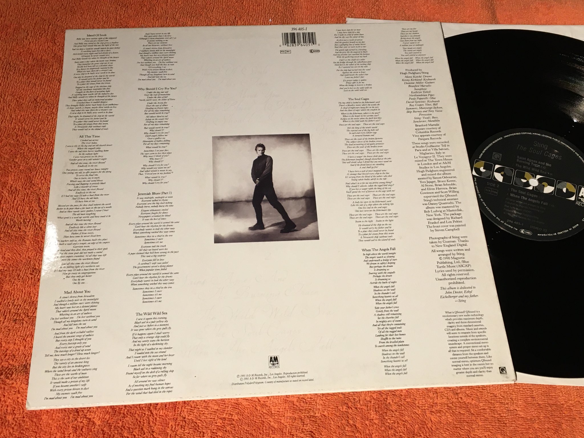 Omslagsbild för skivan STING the soul cages LP -91 A&M 396405-1
