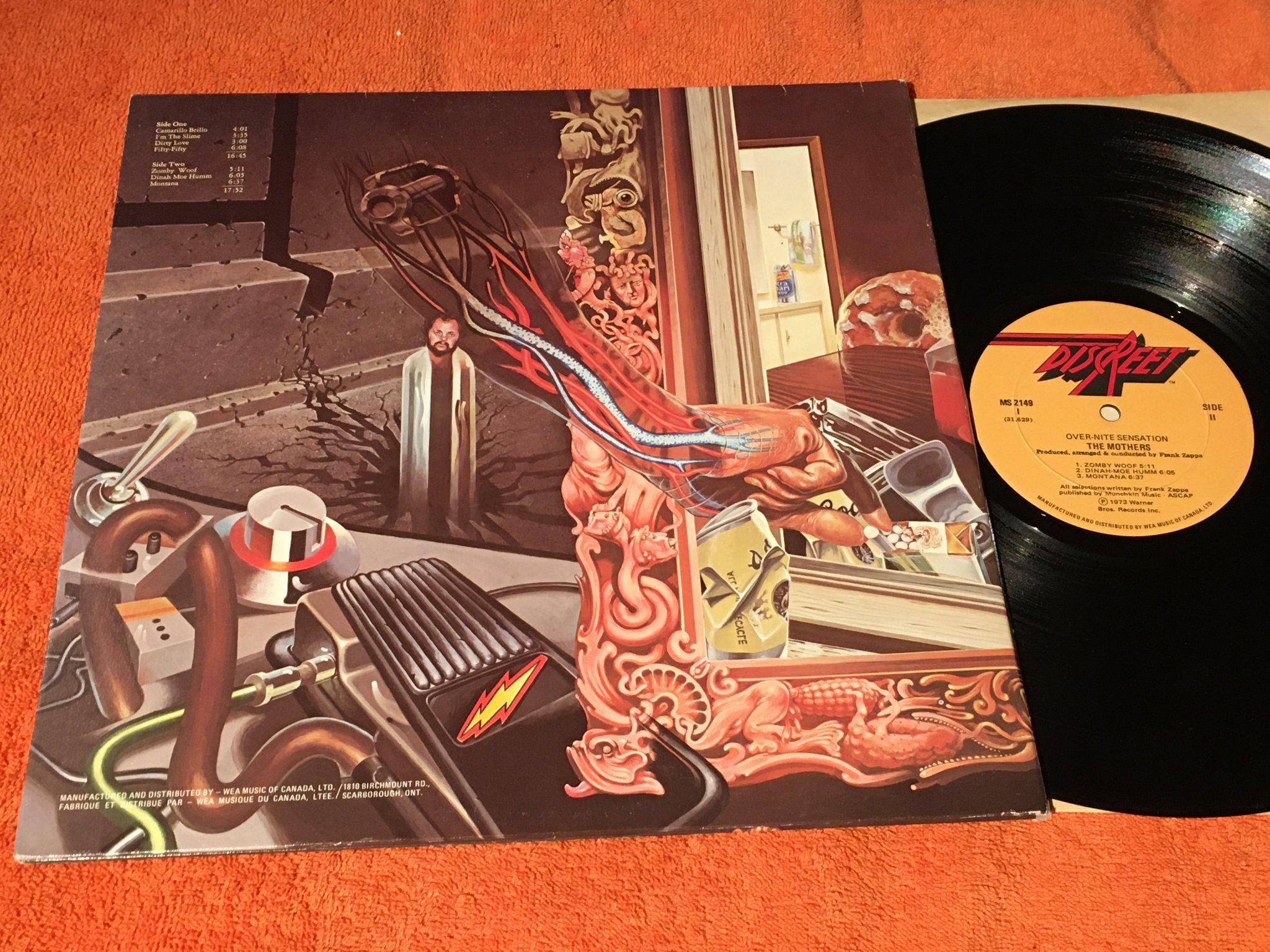 Omslagsbild för skivan THE MOTHERS over-nite sensation LP -73 CAN DISCREET MS 2149