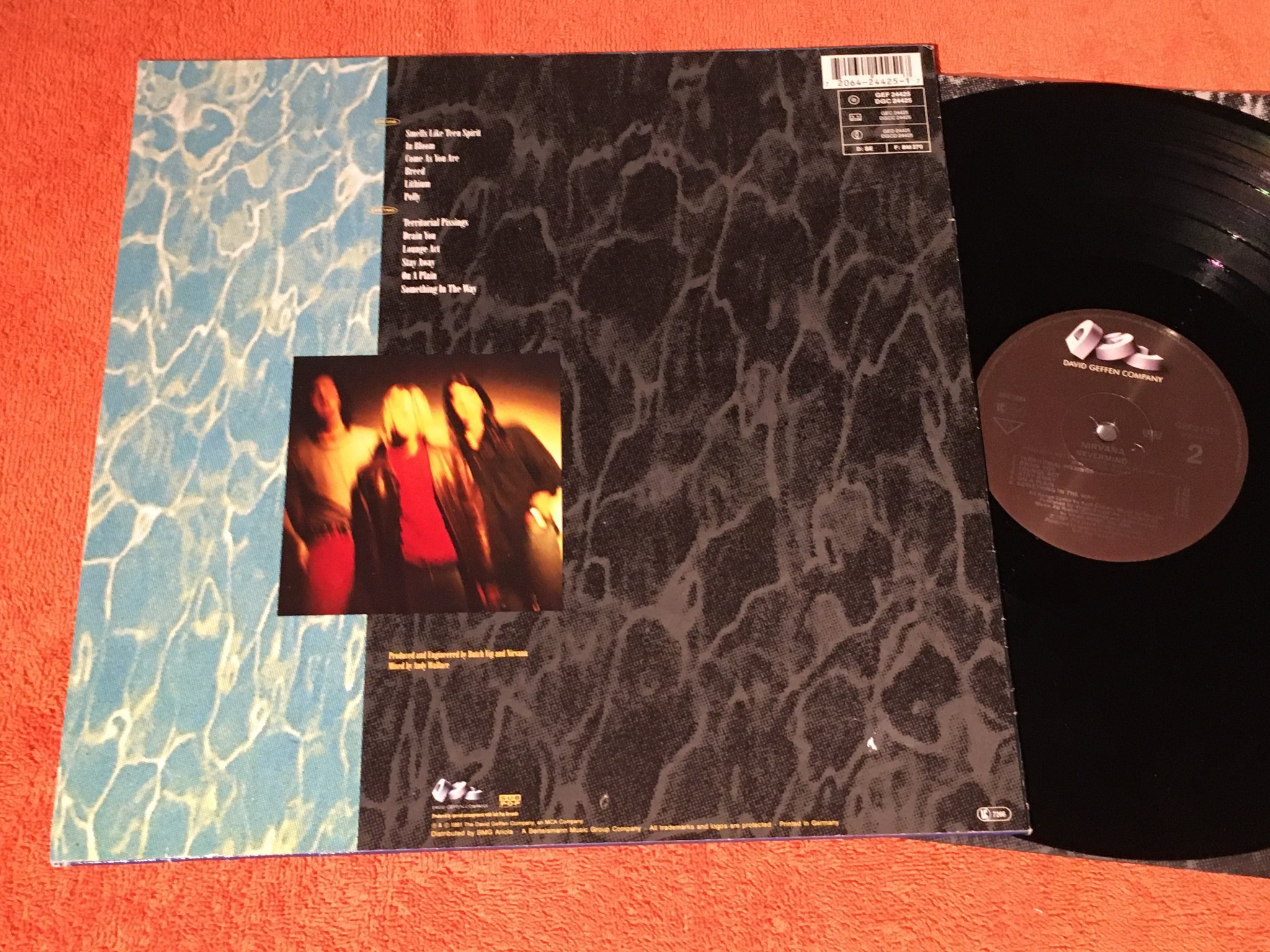 Omslagsbild för skivan NIRVANA nevermind LP -91 GEFFEN GEF 24425 classic ! ! ! 