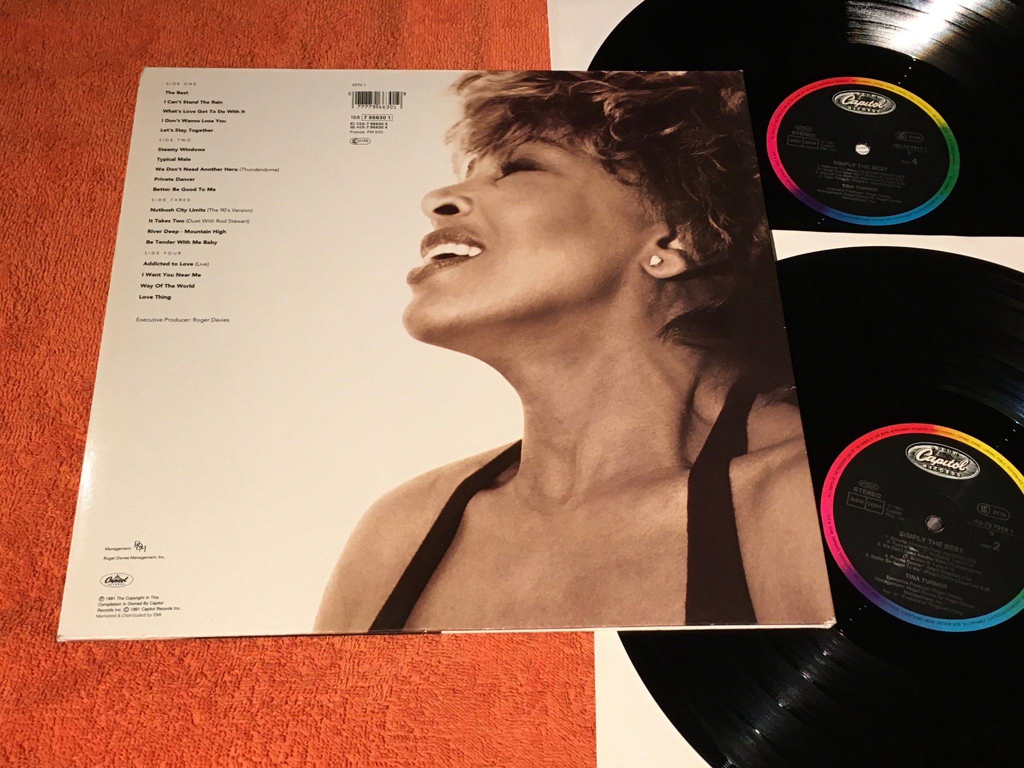 Omslagsbild för skivan TINA TURNER simply the best 2xLP -91 CAPITOL 168-7979161