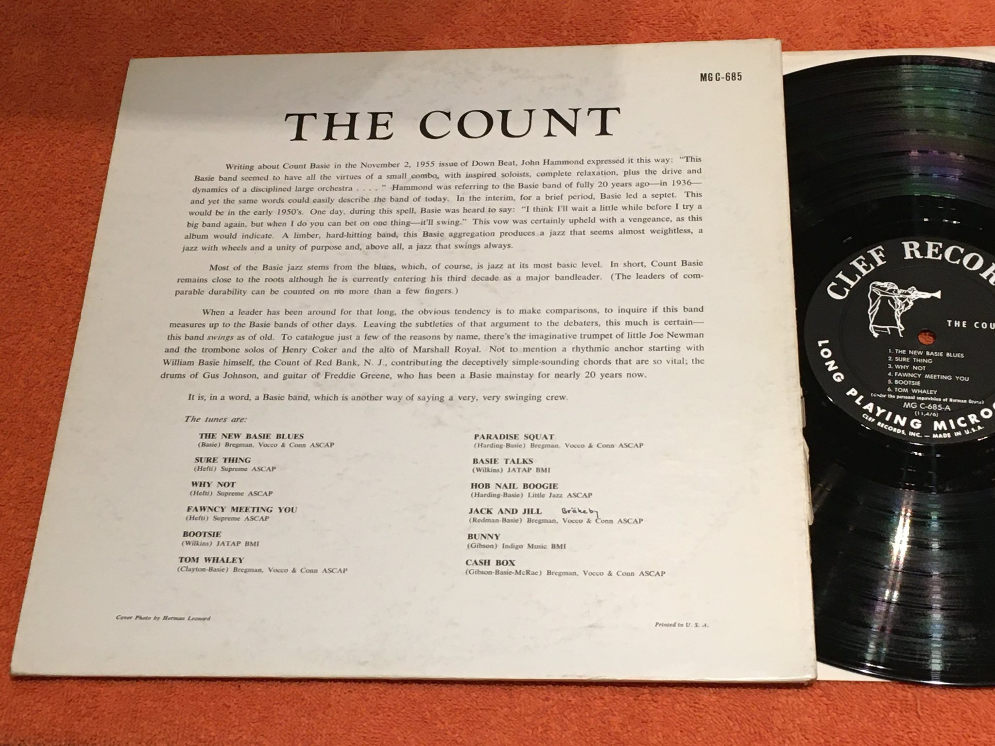 Omslagsbild för skivan COUNT BASIE the Count LP -55 US CLEF MG C-685