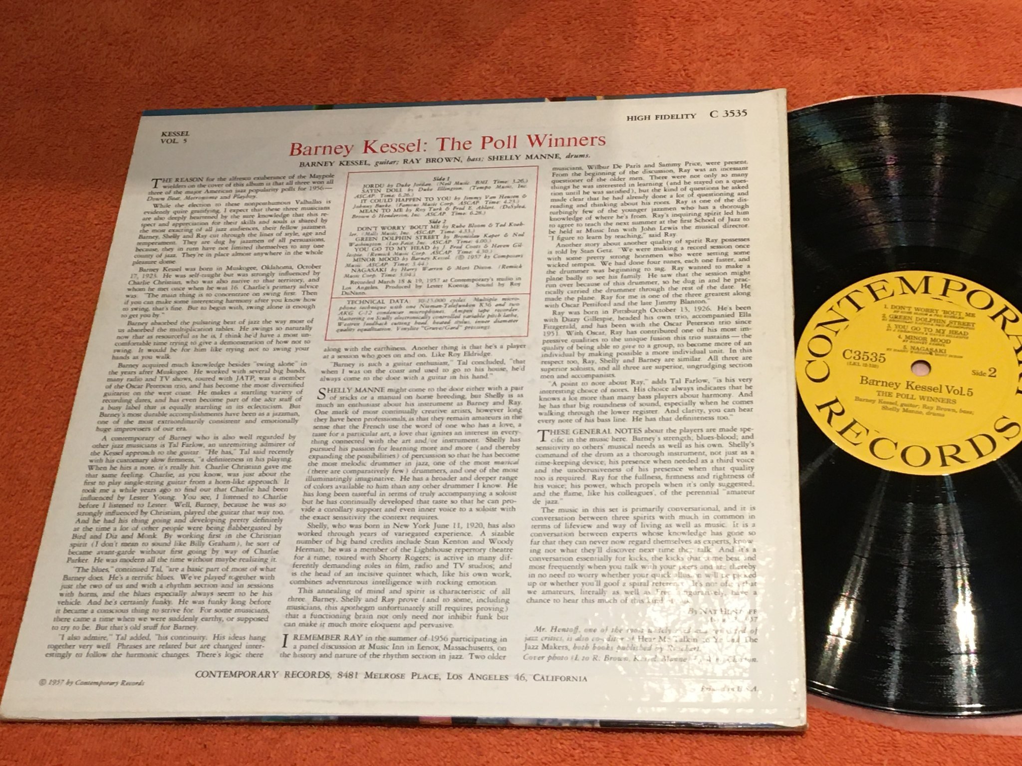 Omslagsbild för skivan BARNEY KESSEL The Poll Winners vol 5 LP -57 US CONTEMPORARY C3535
