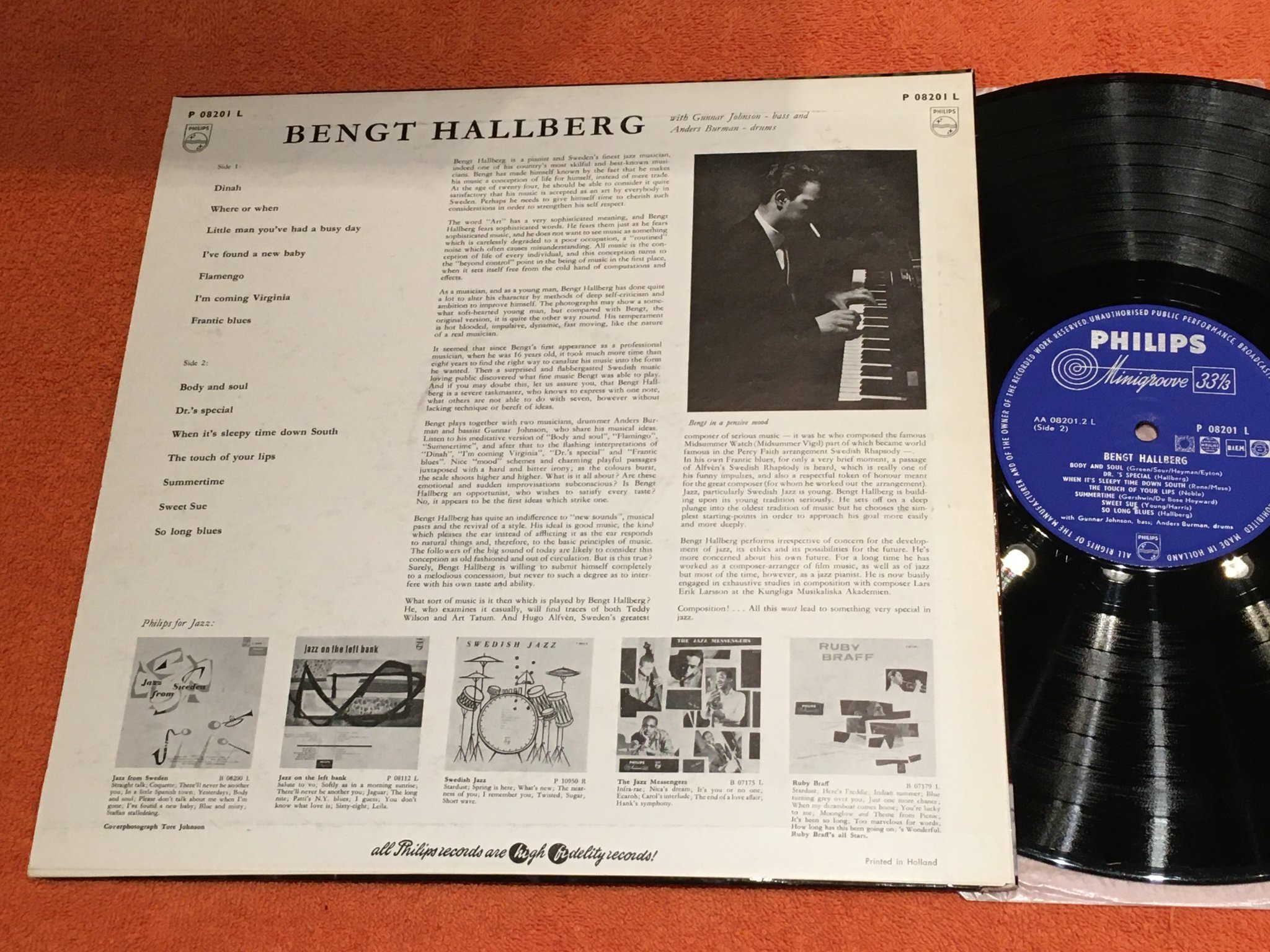 Omslagsbild för skivan BENGT HALLBERG s/t LP -57 Hol PHILIPS P 08201 L