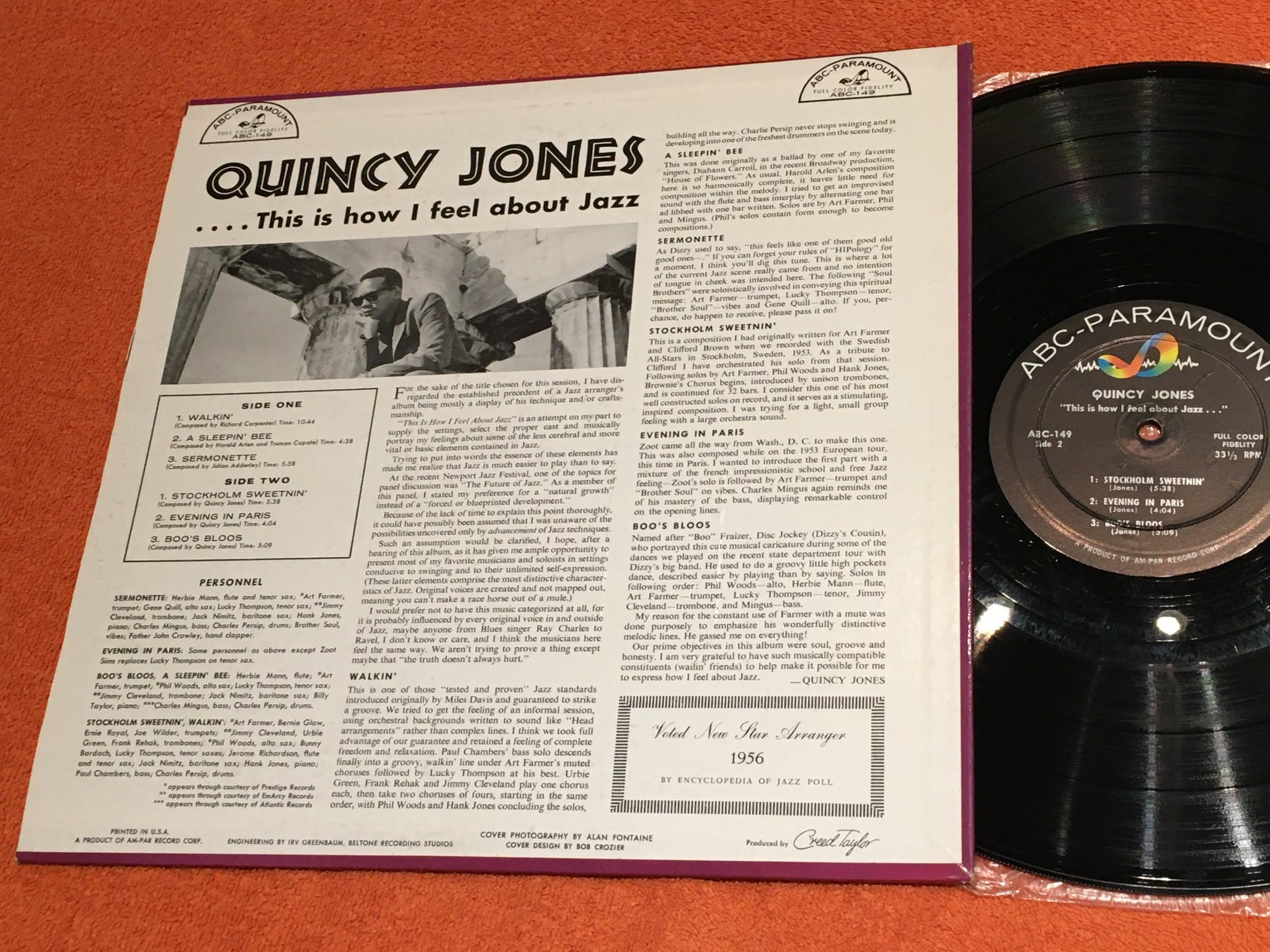 Omslagsbild för skivan QUINCY JONES this is how I feel about jazz LP -57 US ABC-PARAMOUNT ABC-149