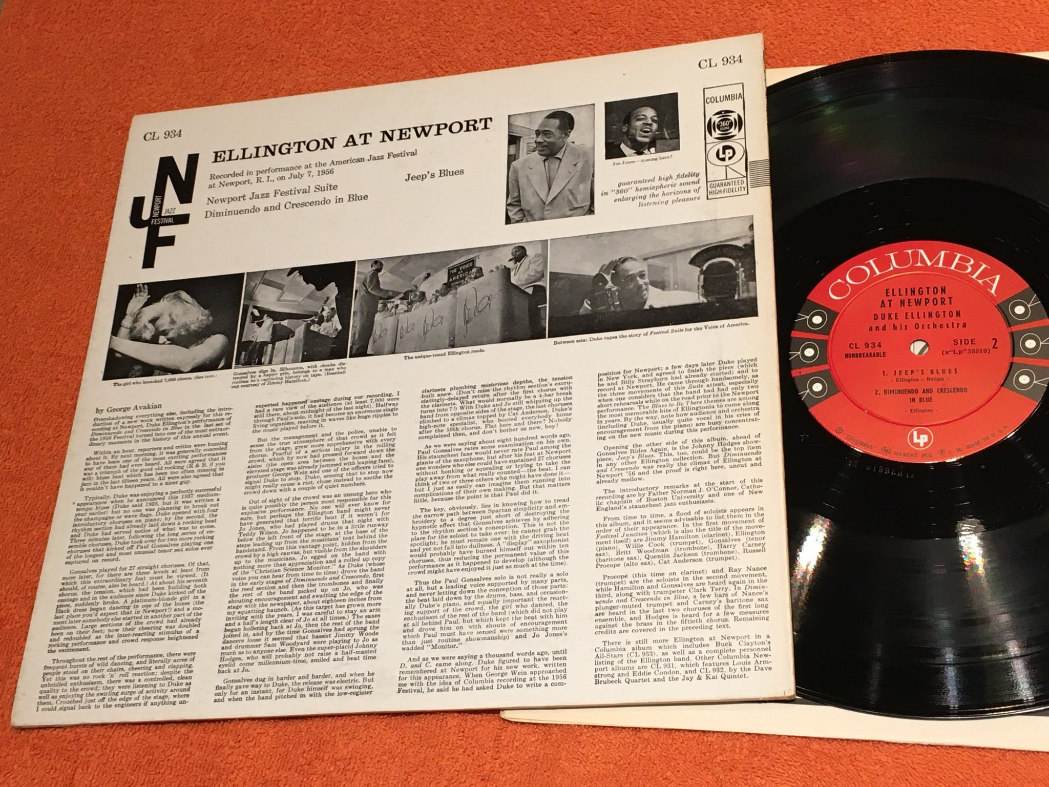 Omslagsbild för skivan DUKE ELLINGTON at Newport LP -57 US six-eyed COLUMBIA CL 934 Classic!!!