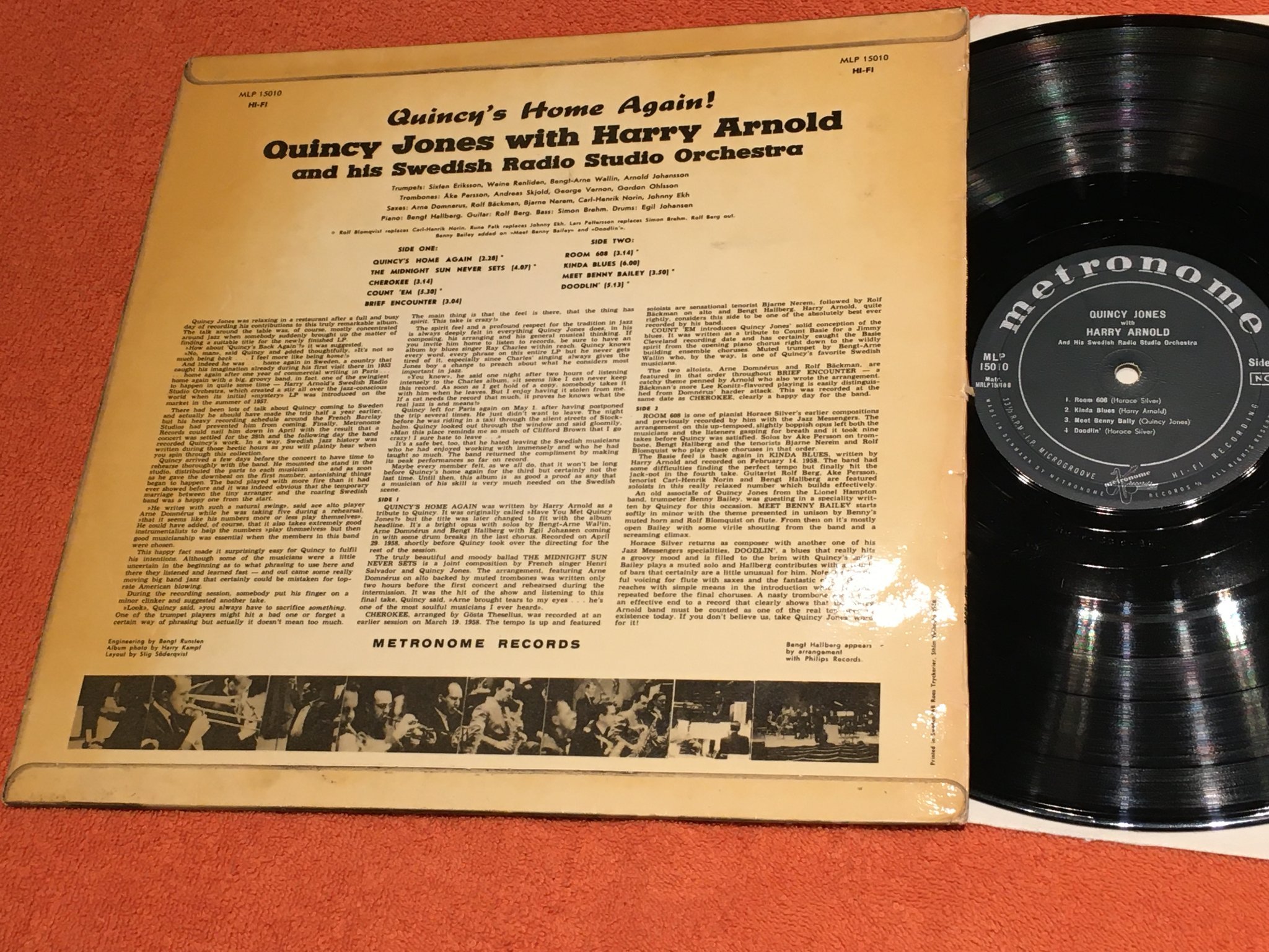 Omslagsbild för skivan QUINCY JONES w/ HARRY ARNOLD home again LP -58 Swe METRONOME MLP 15010