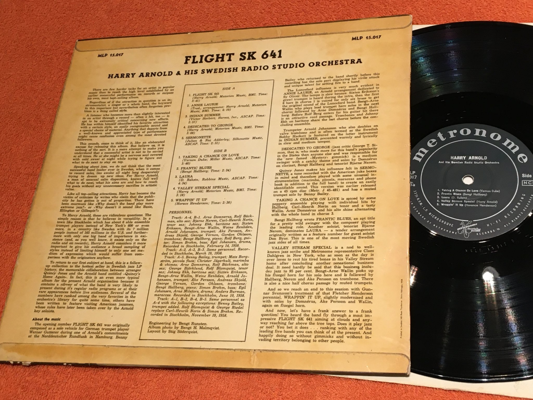 Omslagsbild för skivan HARRY ARNOLD flight sk 641 LP -58 Swe METRONOME MLP 15017