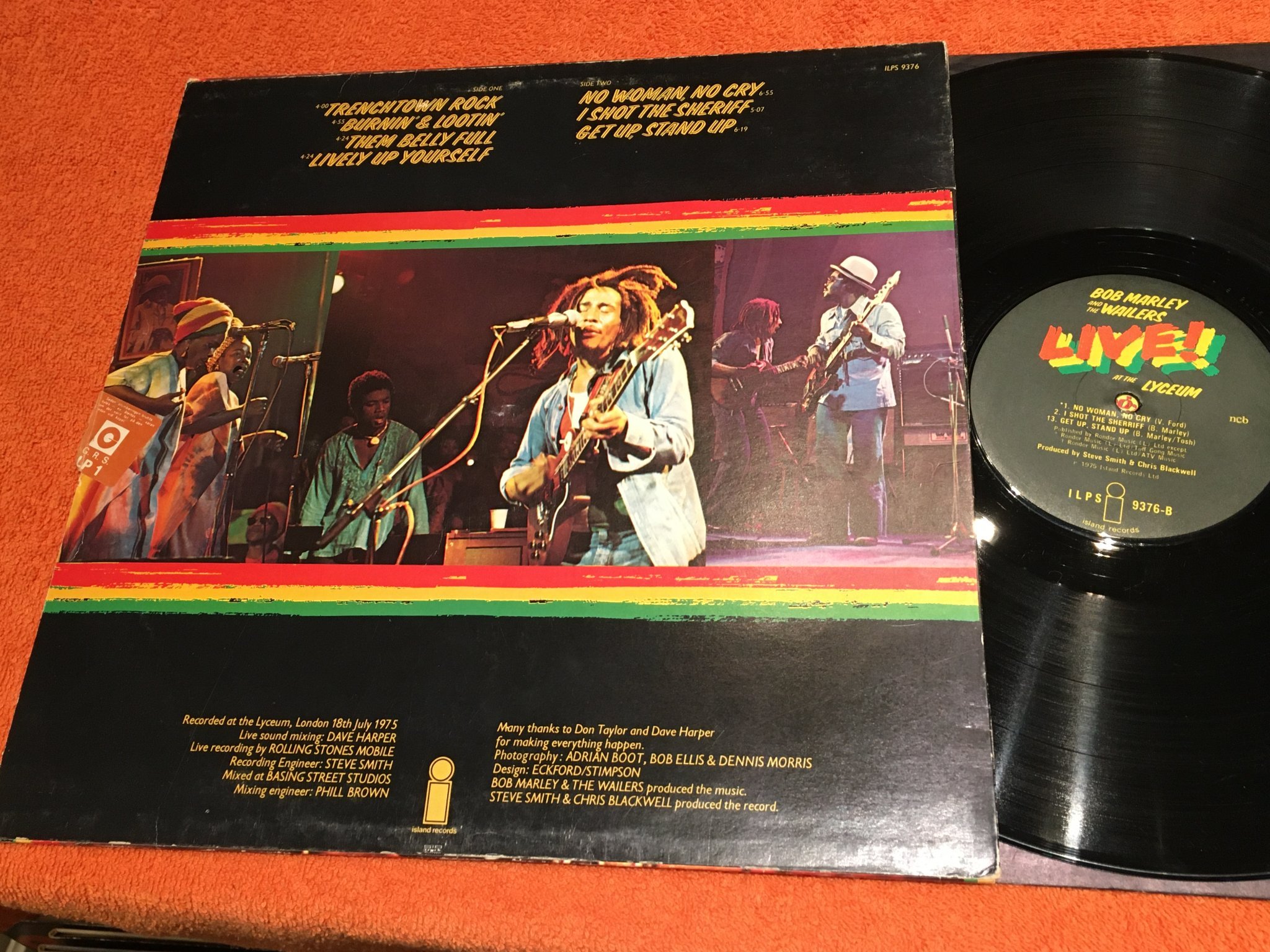 Omslagsbild för skivan BOB MARLEY & THE WAILERS live LP -75 Swe ISLAND ILPS 9376