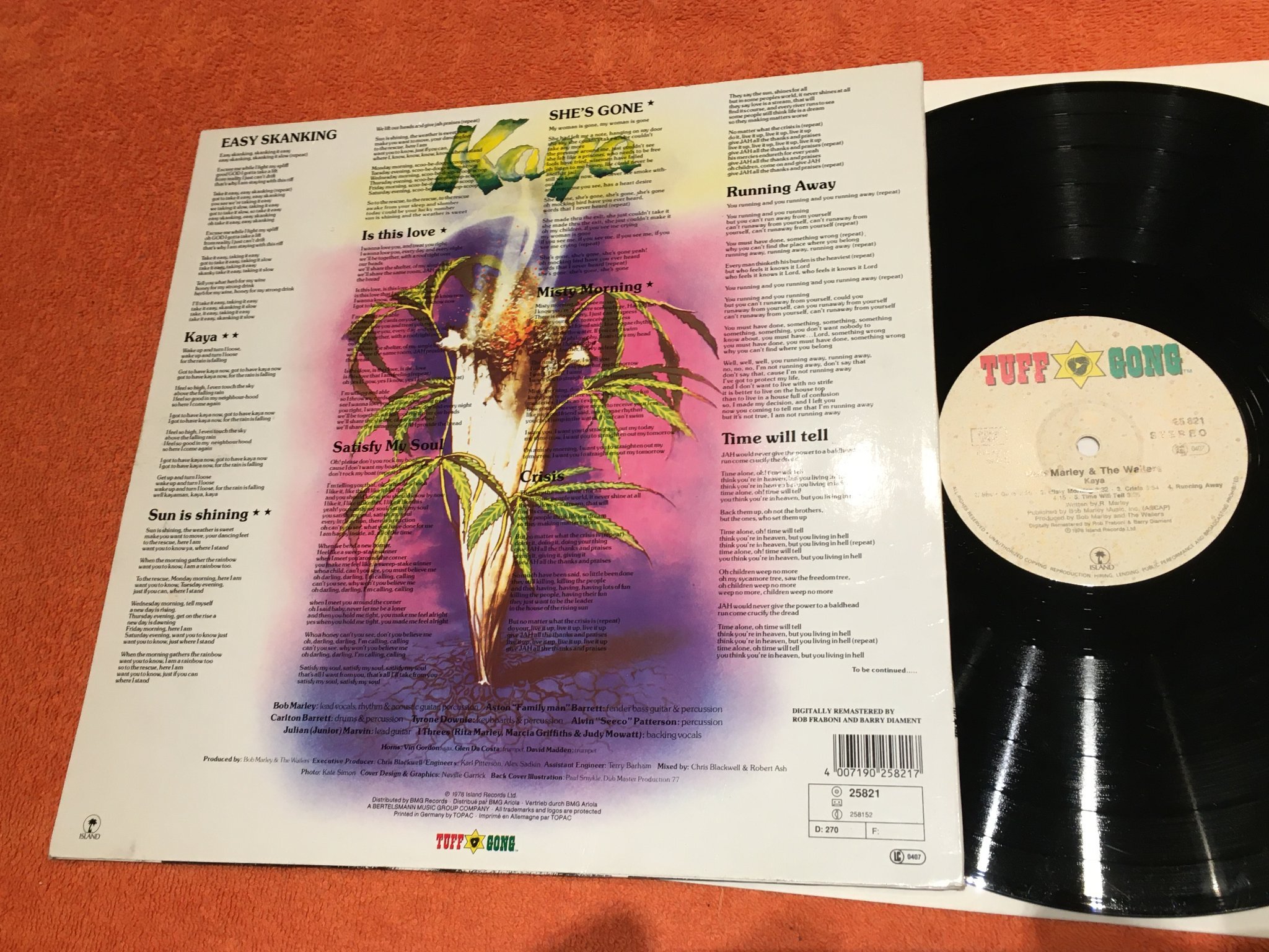 Omslagsbild för skivan BOB MARLEY & THE WAILERS Kaya LP -78 Ger TUFF GONG 25821