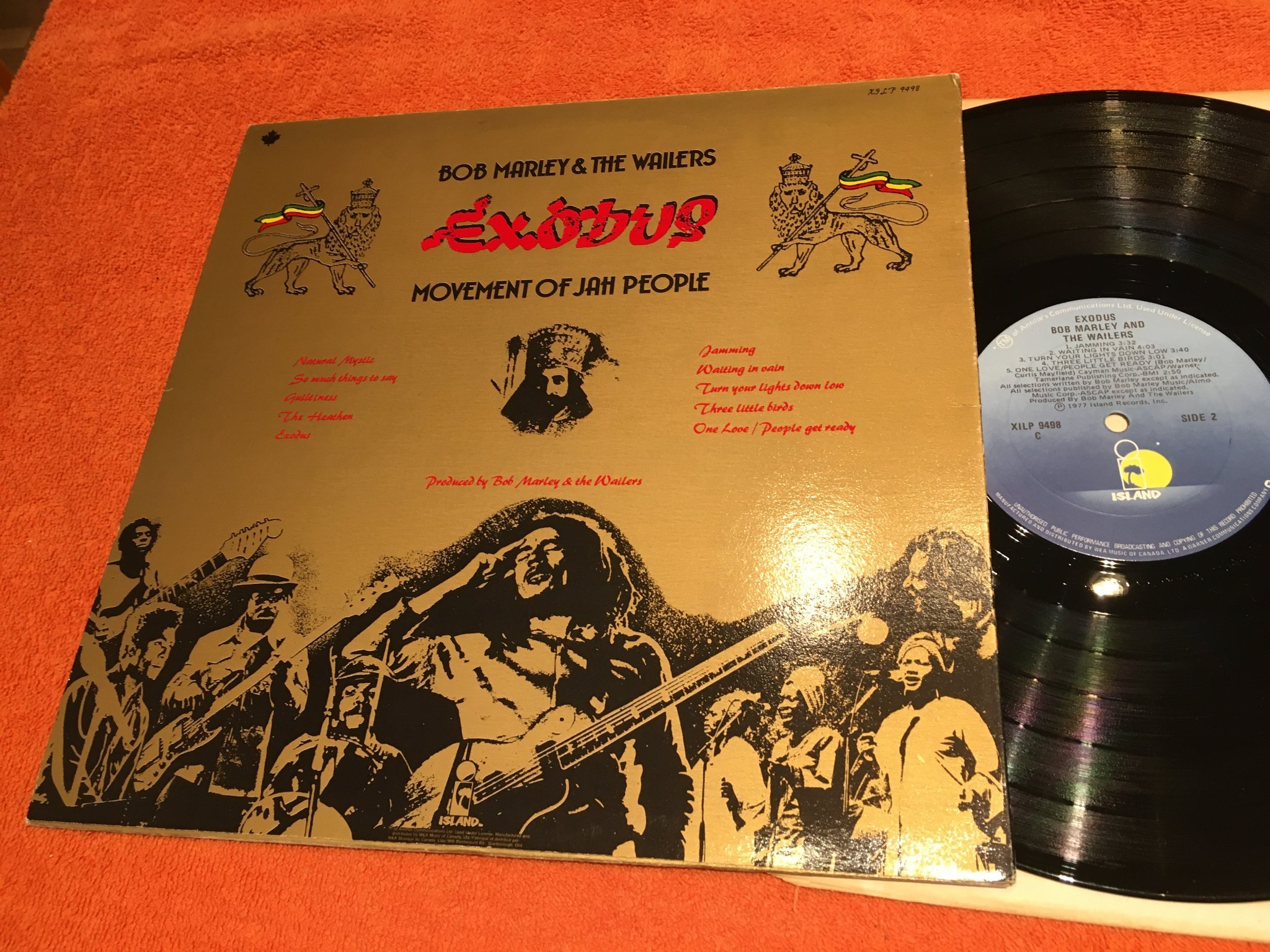 Omslagsbild för skivan BOB MARLEY & THE WAILERS exodus LP -77 Can ISLAND XILP 9498 C