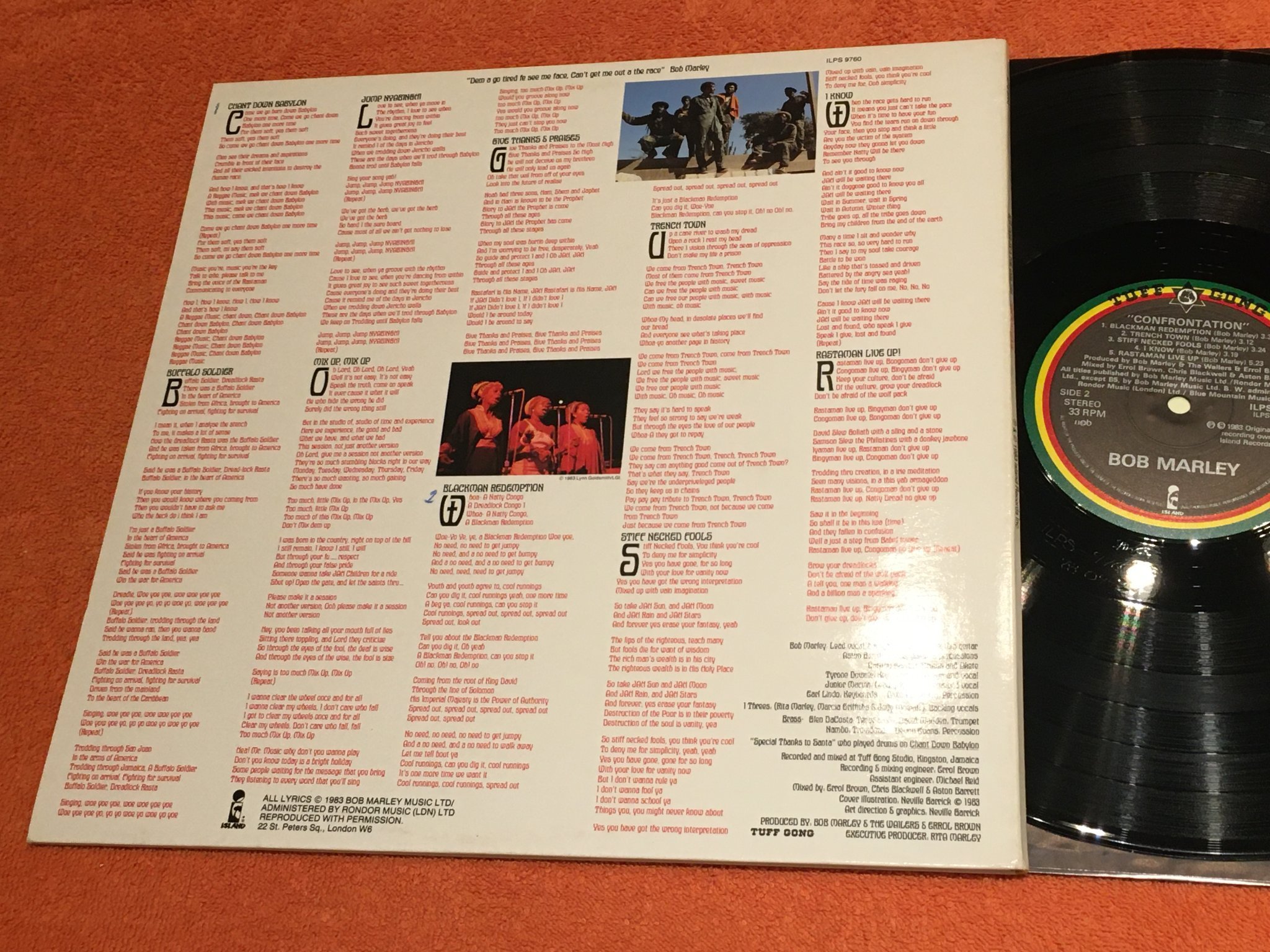 Omslagsbild för skivan BOB MARLEY & THE WAILERS confrontation LP -83 Swe TUFF GONG ILPS 9760