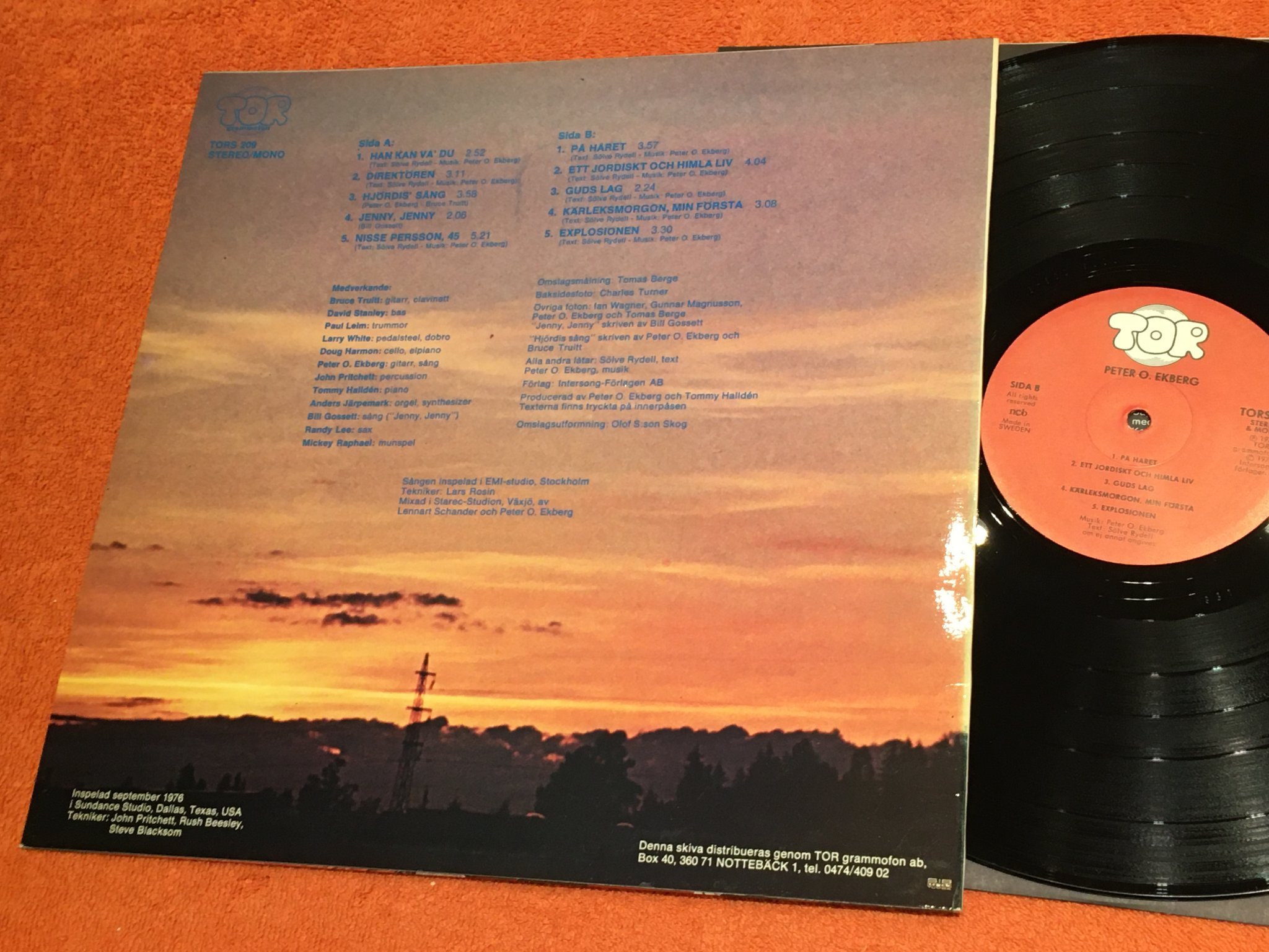 Omslagsbild för skivan PETER O. EKBERG s/t LP -76 Swe TOR TORS 209