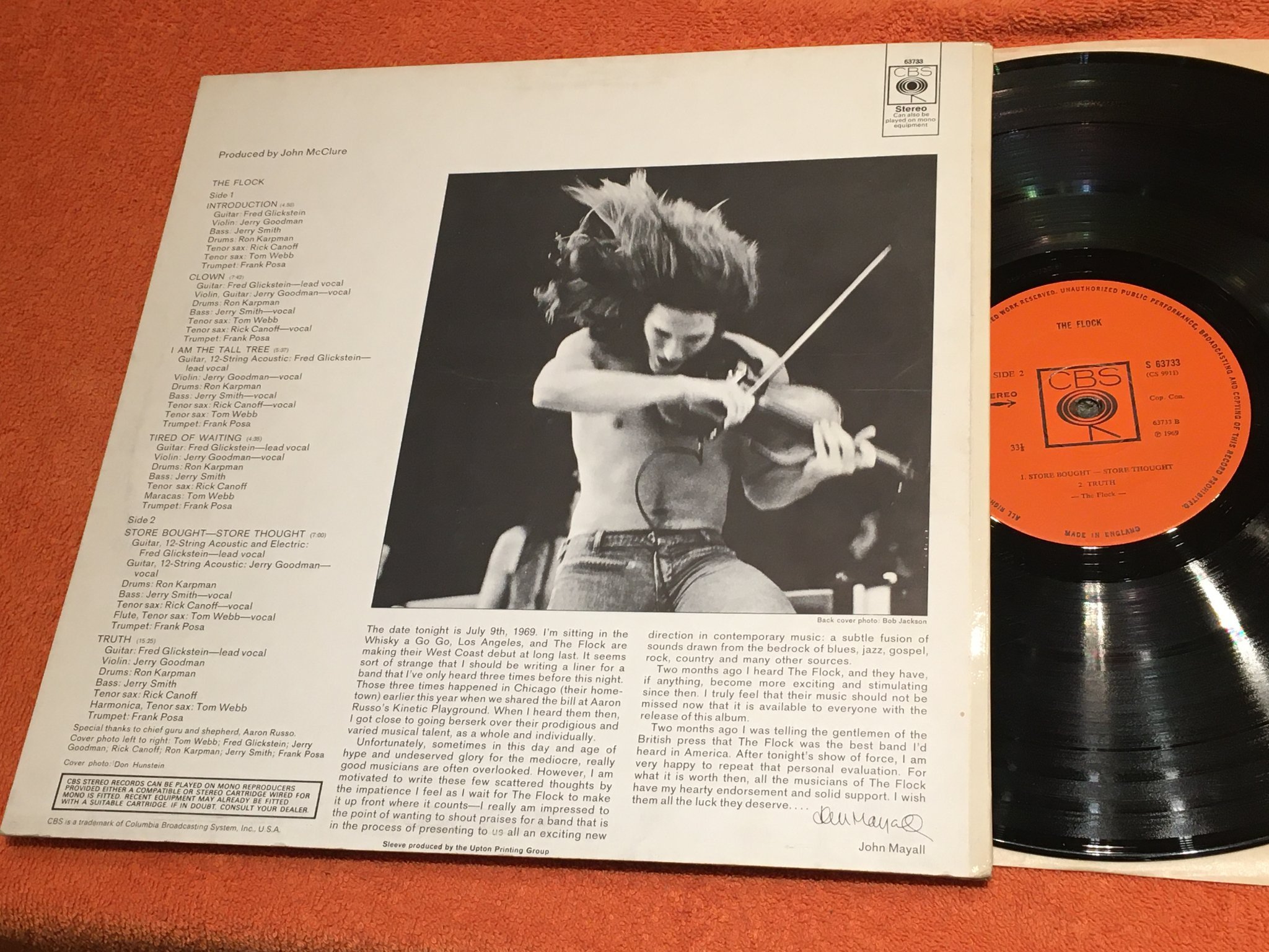 Omslagsbild för skivan THE FLOCK s/t LP -69 UK CBS S 63733