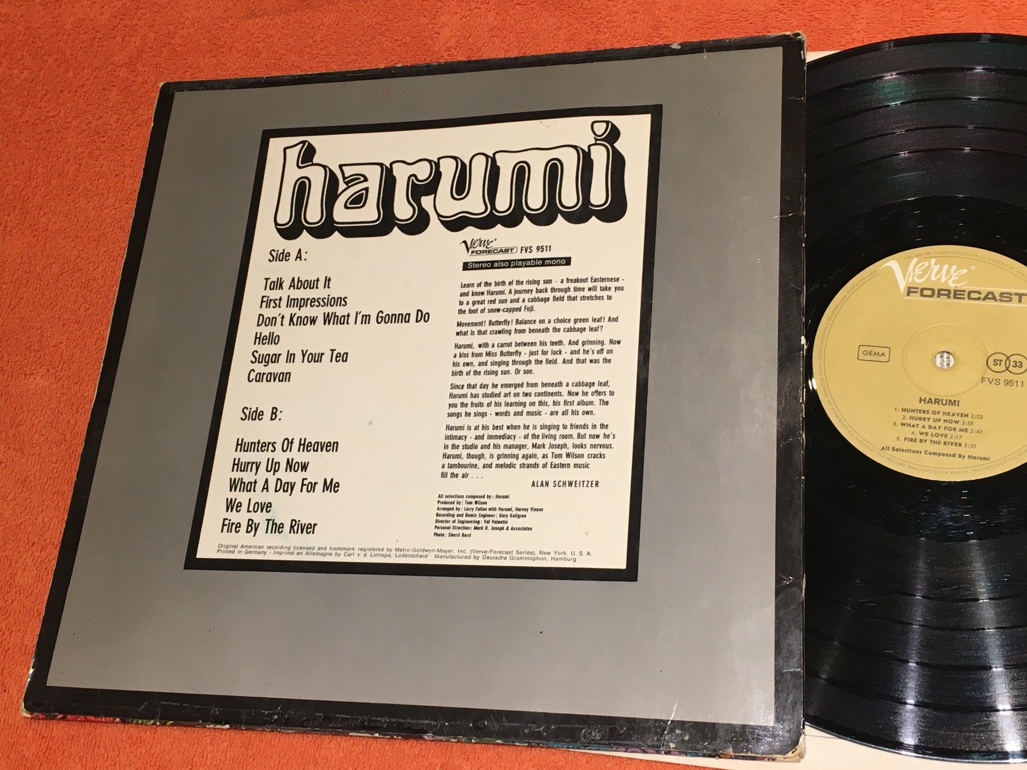 Omslagsbild för skivan HARUMI s/t LP -68 Ger FORECAST FVS 9511 prog psych RARE!