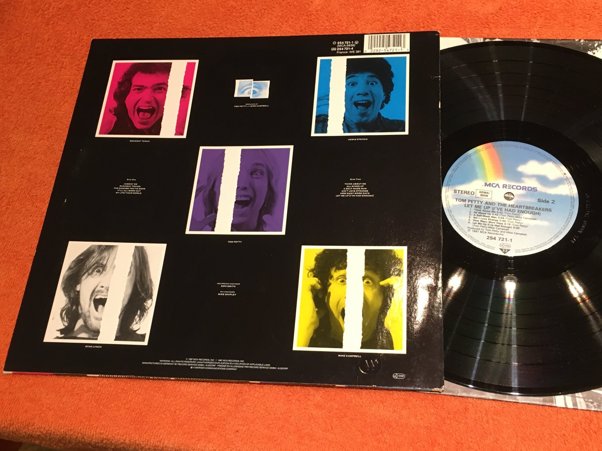 Omslagsbild för skivan TOM PETTY & THE HEARTBREAKERS let me up LP -87 Ger MCA 254721-1