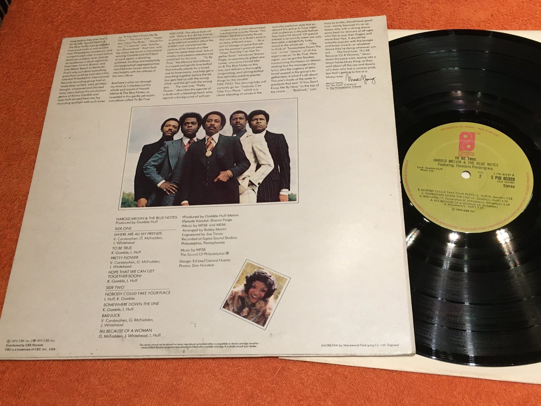 Omslagsbild för skivan HAROLD MELVIN & THE BLUE NOTES to be true LP -75 UK PHILLY S PIR 80399