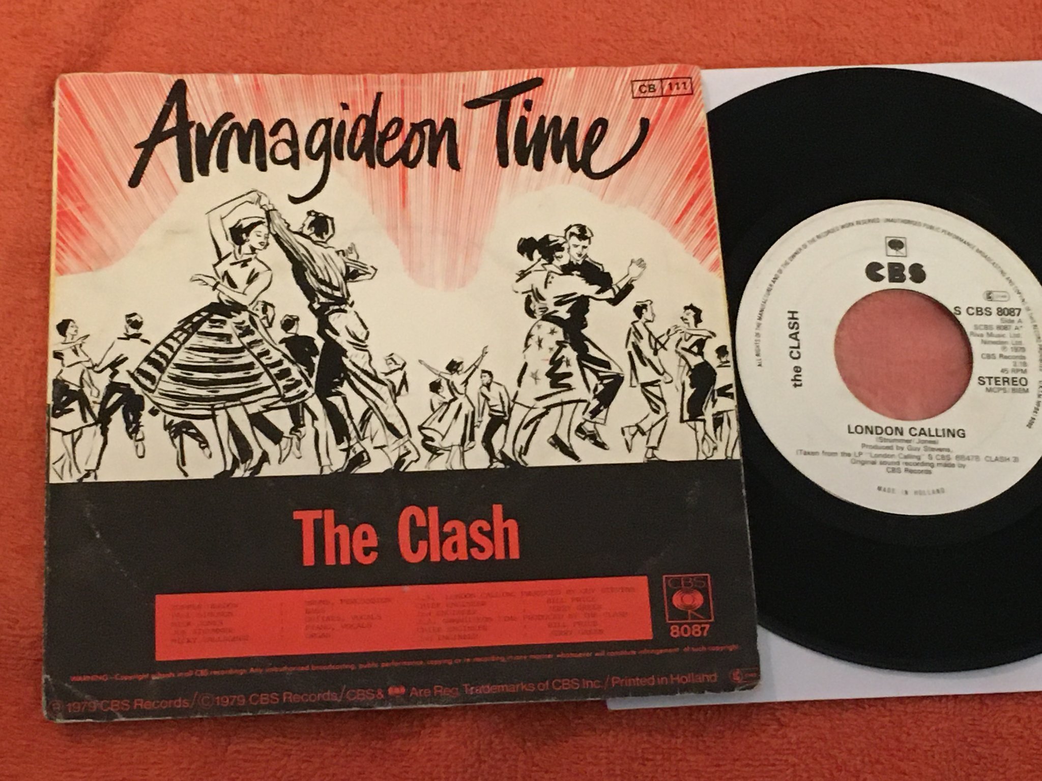 Omslagsbild för skivan THE CLASH London calling 7"single Hol CBS S CBS 8087
