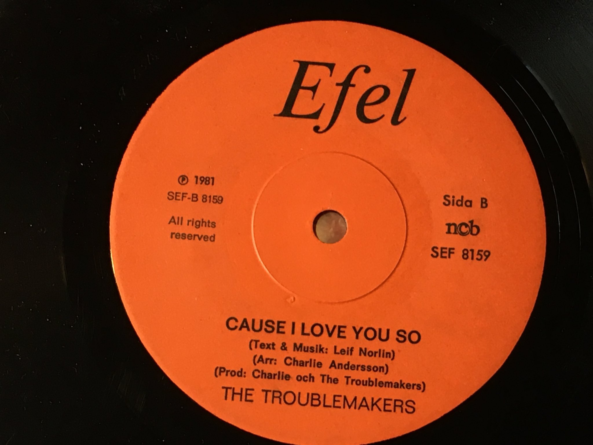Omslagsbild för skivan THE TROUBLEMAKERS a day in my life  7"single -81 Swe EFEL SEF 8159 inget omslag