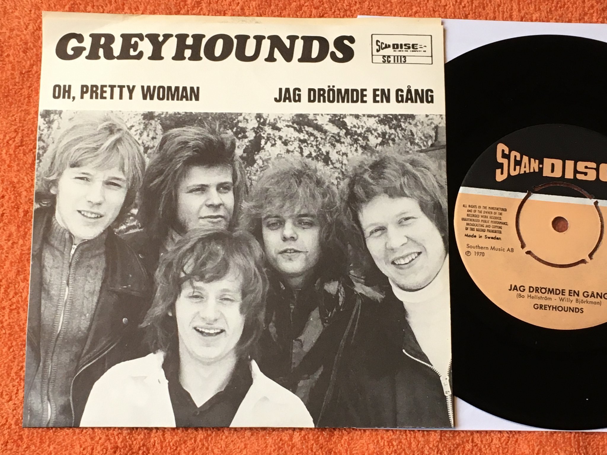 Omslagsbild för skivan GREYHOUNDS  oh, pretty woman 7"single -70 Swe SCAN-DISC SC 1113