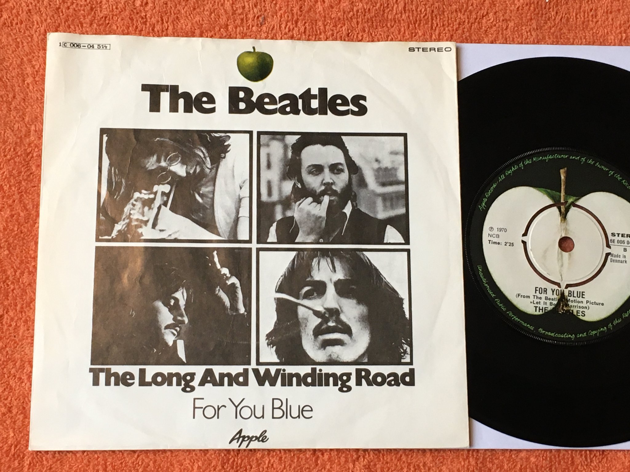Omslagsbild för skivan THE BEATLES The Long And Winding Road 7"single -70 DEN 6E 006 04514 