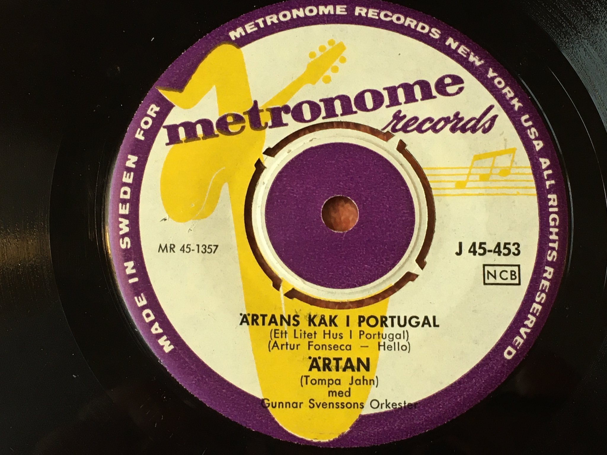 Omslagsbild för skivan TOMPA JAHN Stockholm rock 7"single -57 METRONOME J 45-454