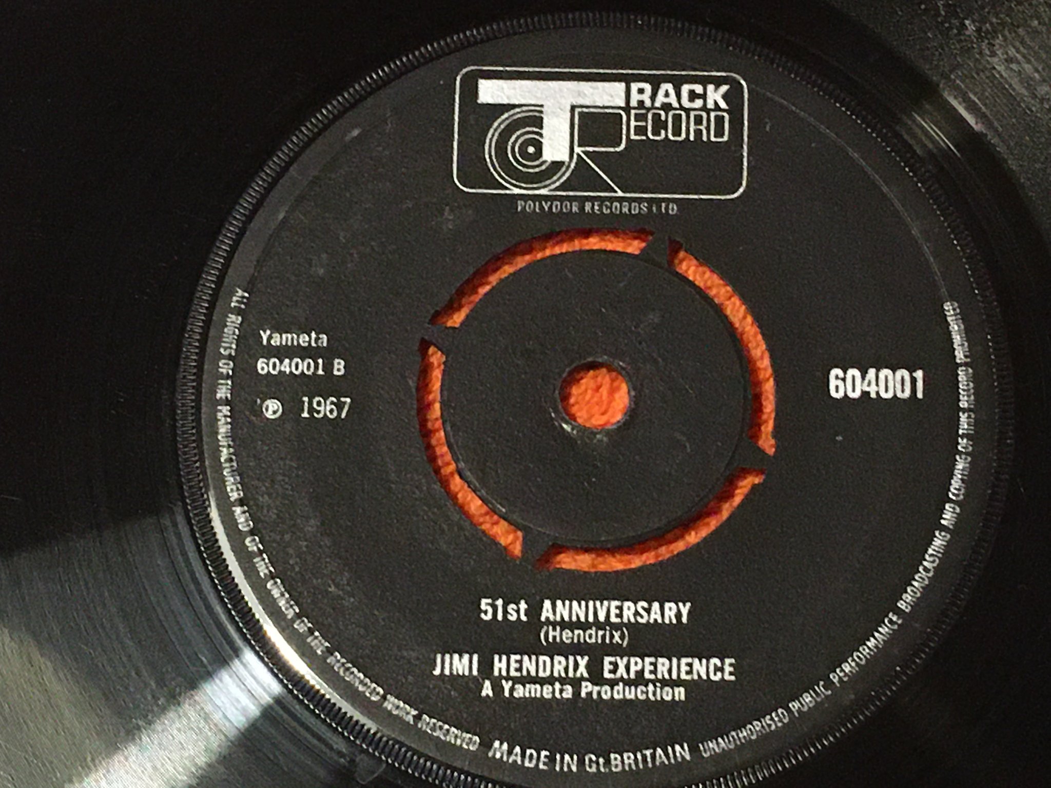 Omslagsbild för skivan Jimi Hendrix Experience - purple haze 7"single -67 UK TRACK 604001