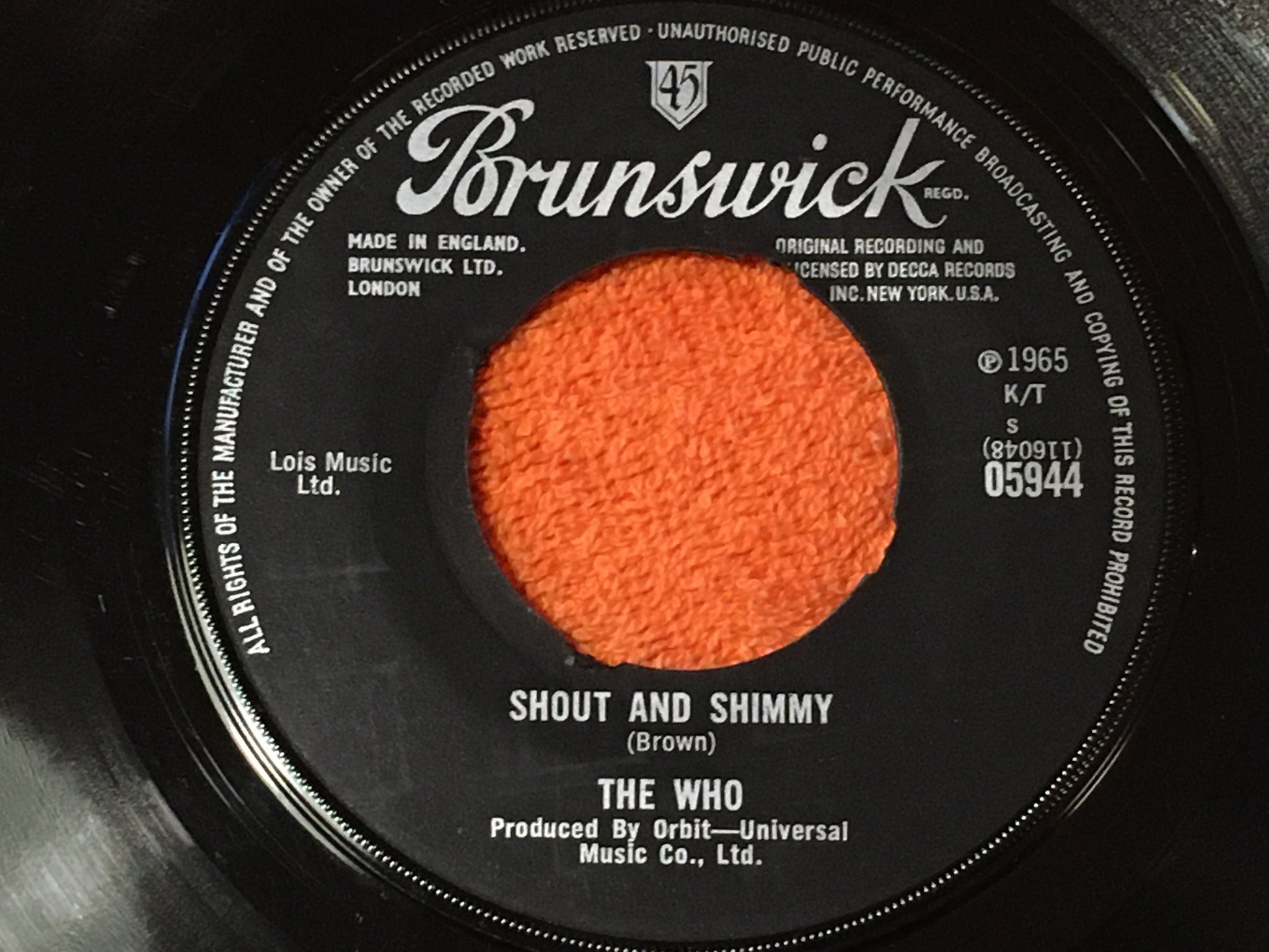 Omslagsbild för skivan The Who my generation 7"single -65 UK BRUNSWICK 05944