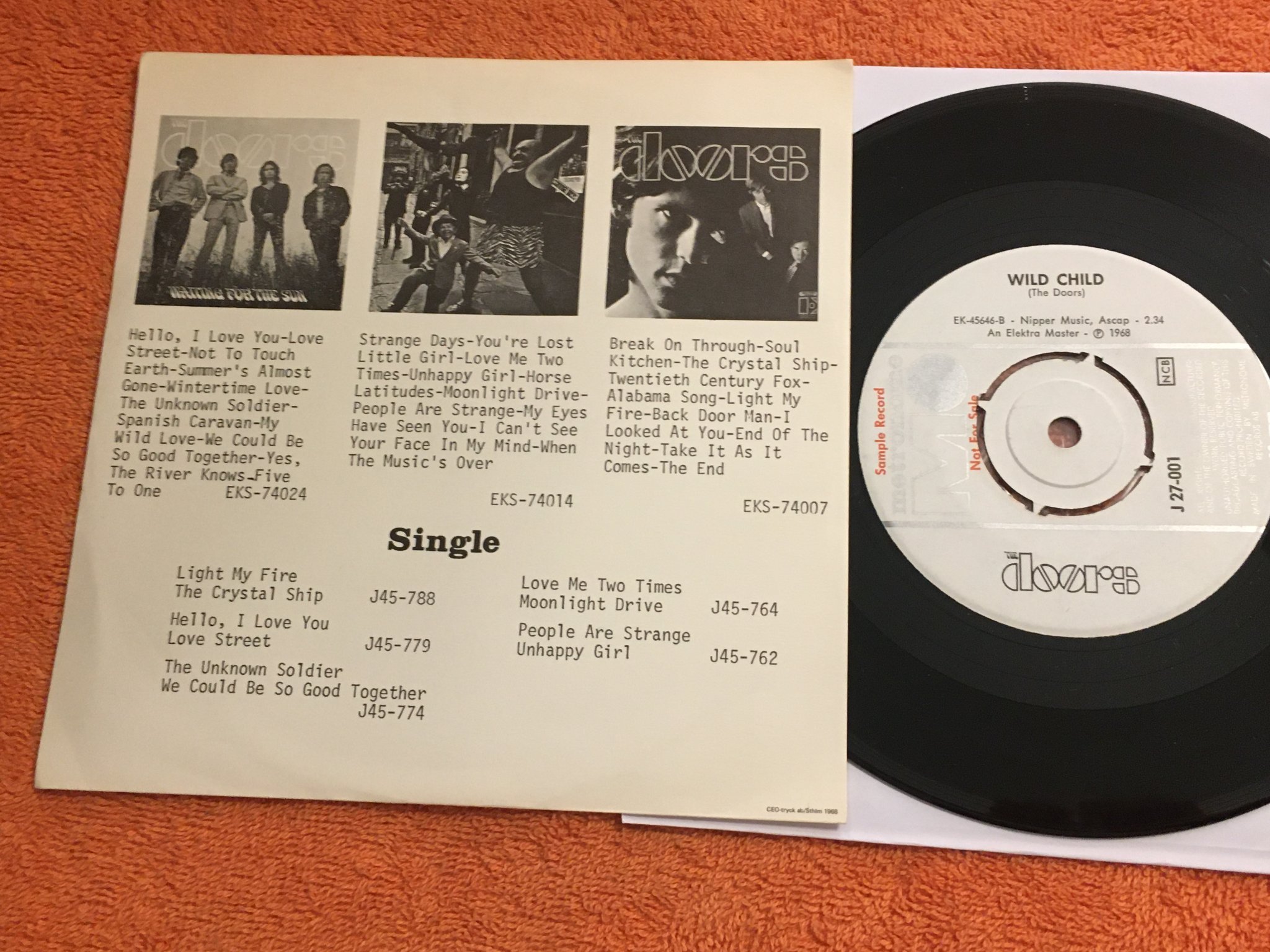 Omslagsbild för skivan THE DOORS wild child  7"single METRONOME J-27001 very rare PROMO