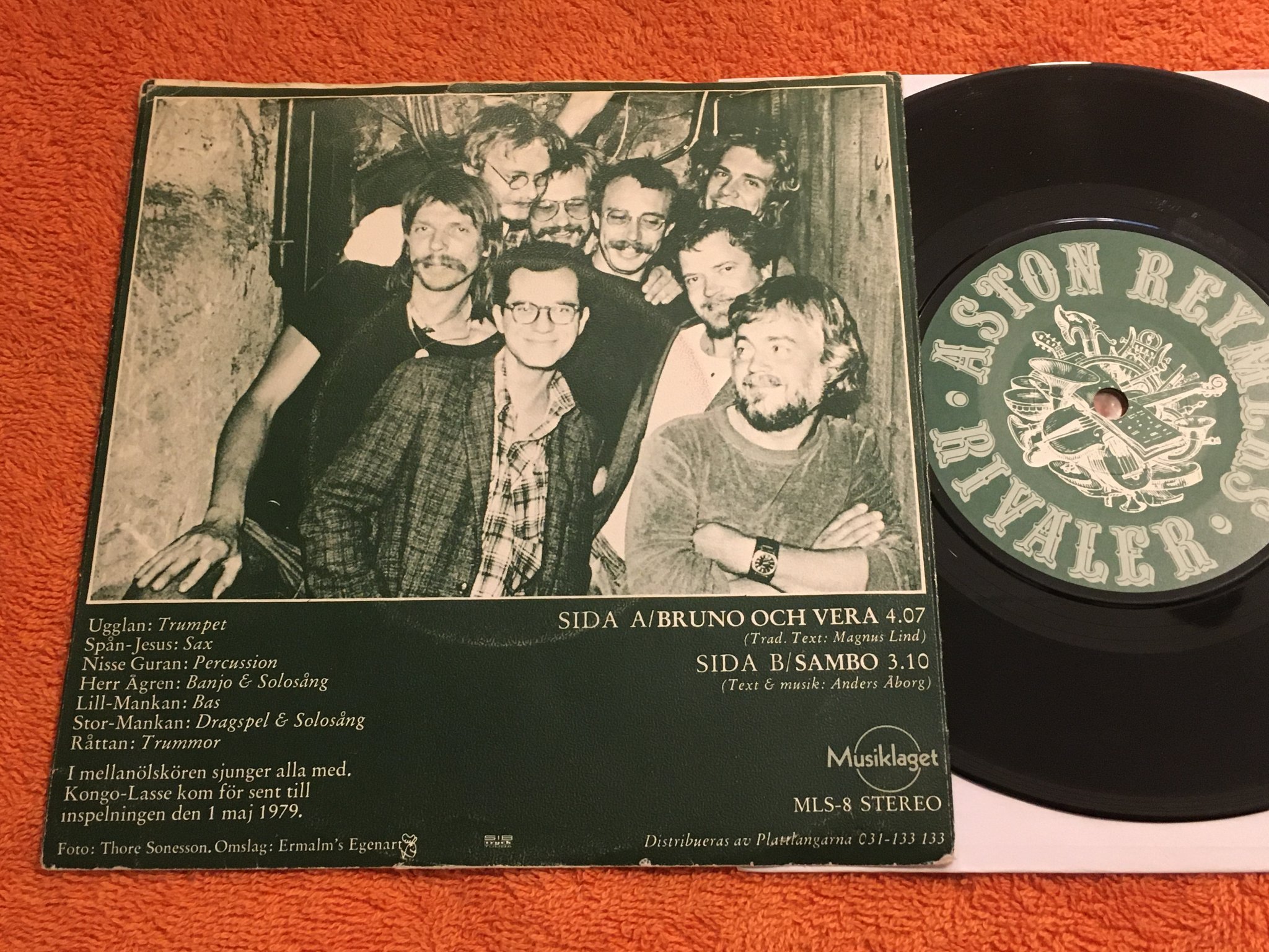 Omslagsbild för skivan ASTON REYMERS RIVALER bruno & vera  7"single -79 Swe MLS-8