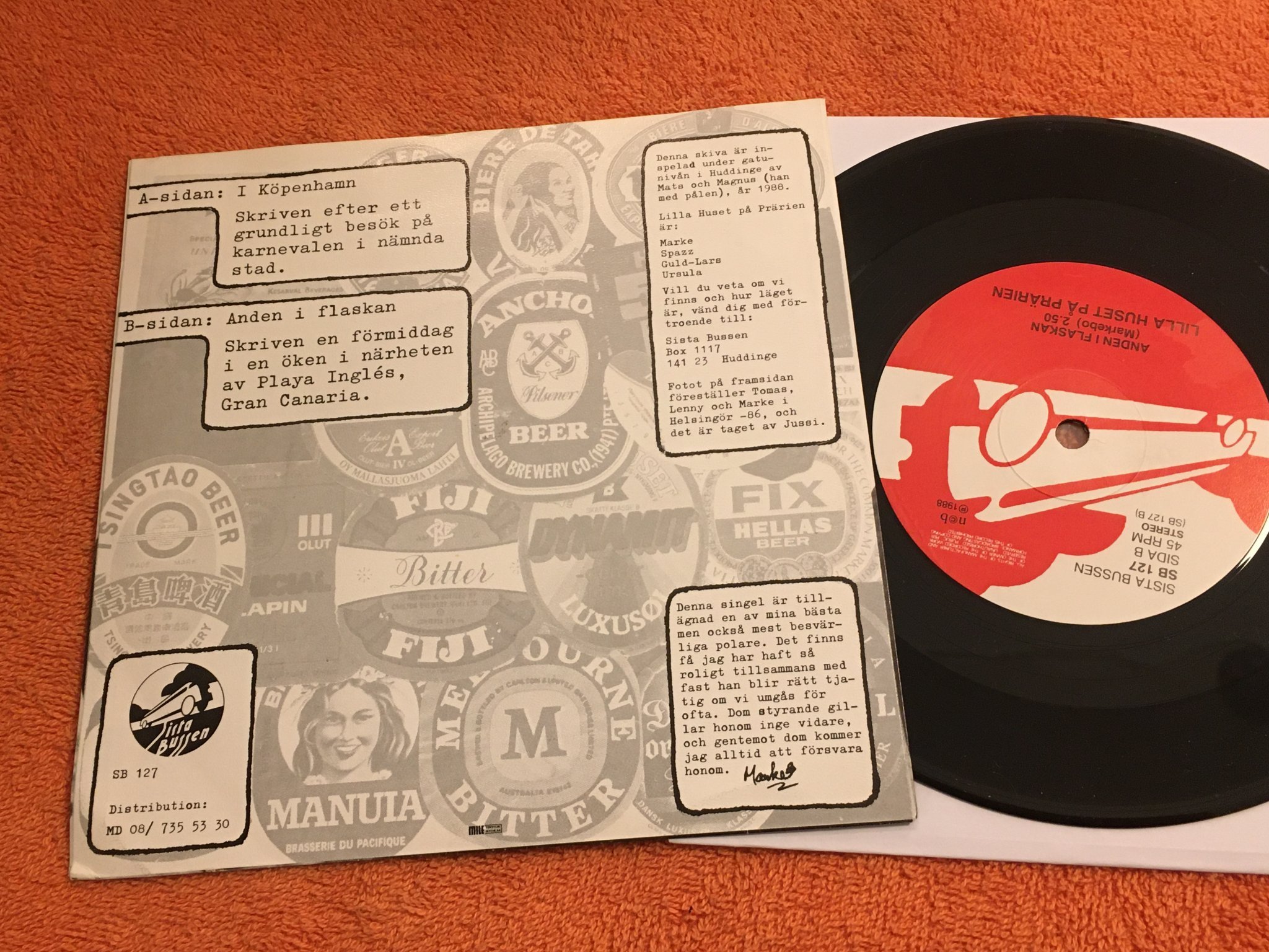 Omslagsbild för skivan LILLA HUSET PÅ PRÄRIEN I Københamn 7"single -88 SISTA BUSSEN SB 127