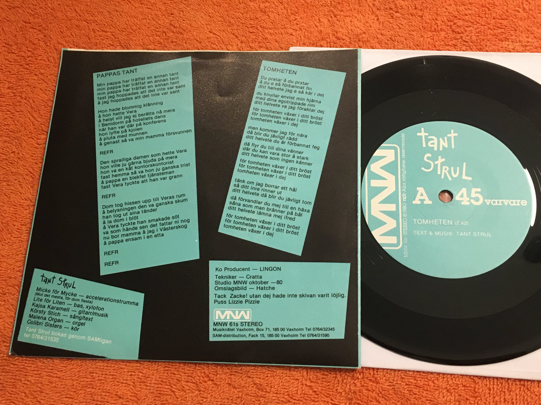 Omslagsbild för skivan TANT STRUL tomheten 7"single -80 SWE MNW 61S