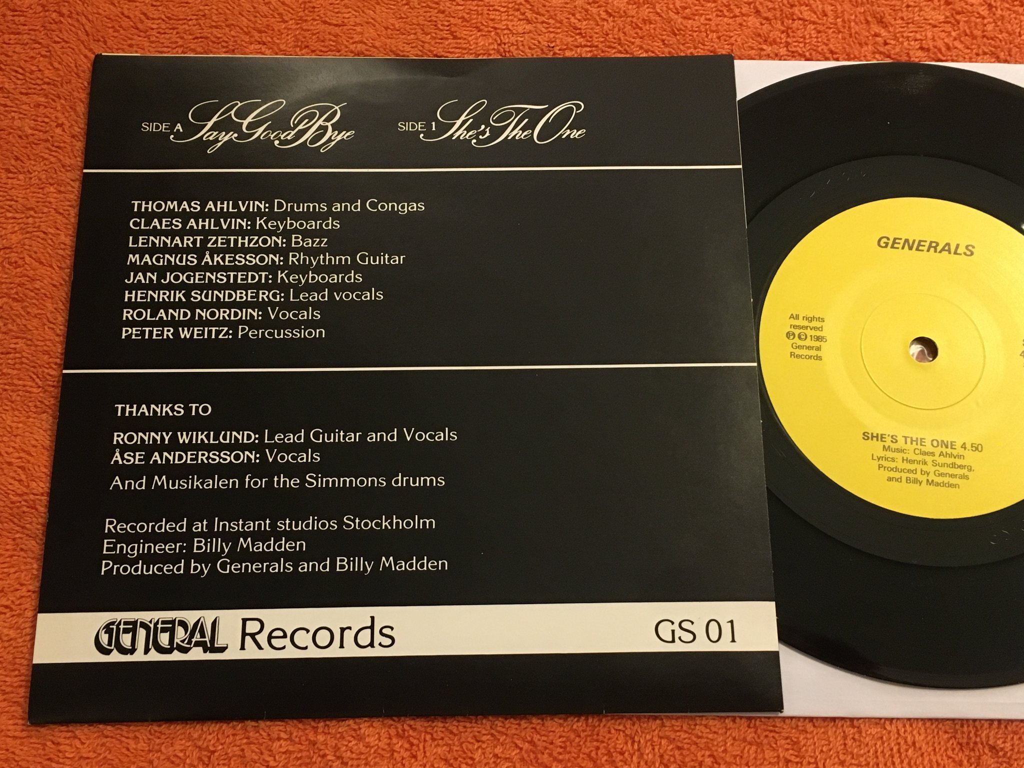 Omslagsbild för skivan GENERALS she's the one 7" -85 PRIVATE PRESSING GS 01 reggae