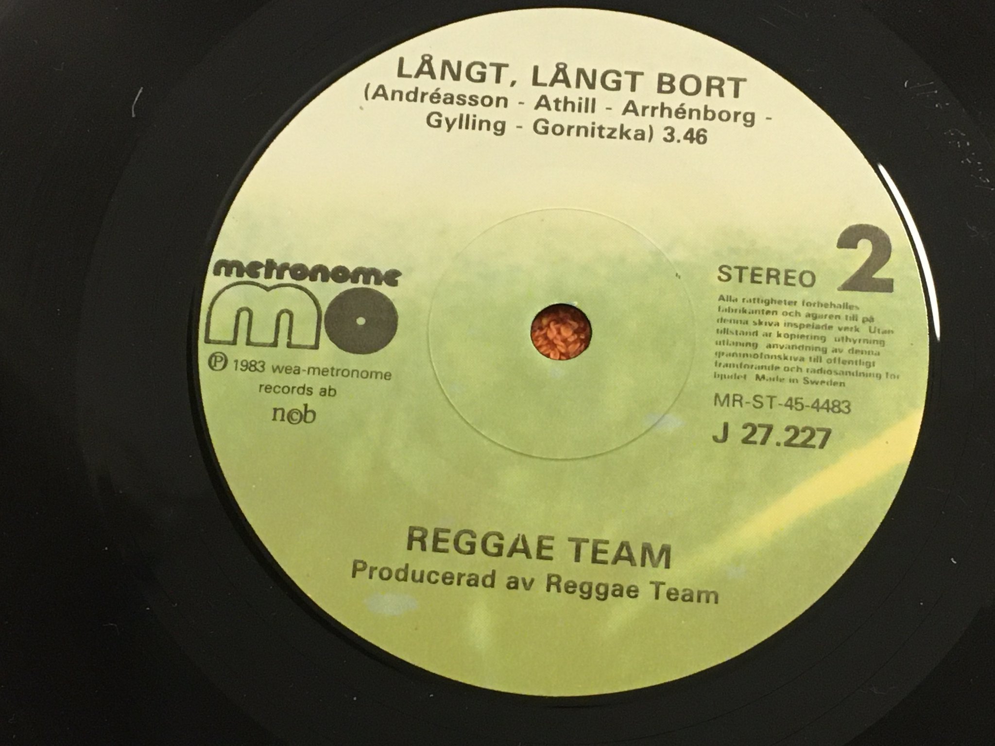 Omslagsbild för skivan REGGAE TEAM vågar jag, vågar du 7"single METRONOME J 27.277