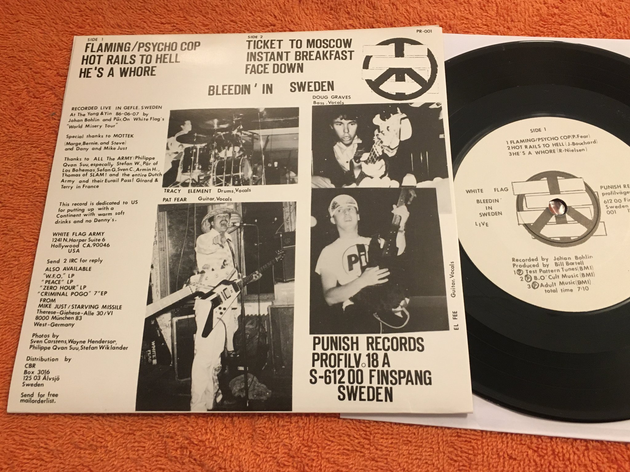 Omslagsbild för skivan WHITE FLAG live 7"ep -86 Swe PUNISH PR-001