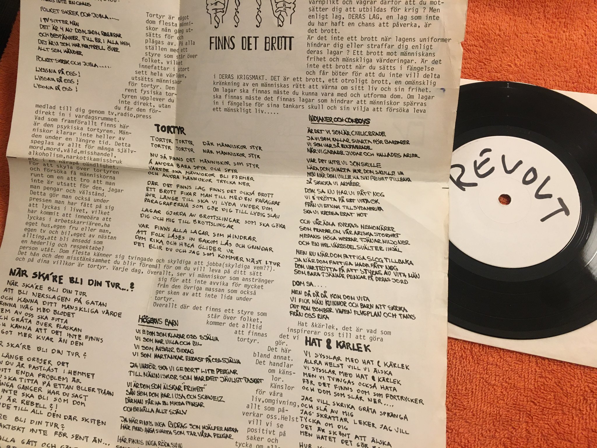 Omslagsbild för skivan REVOLT & SKÄLBY ÖRJANS  7" -82 Swe PRIVATE PRESSING BEP 001 punk rock