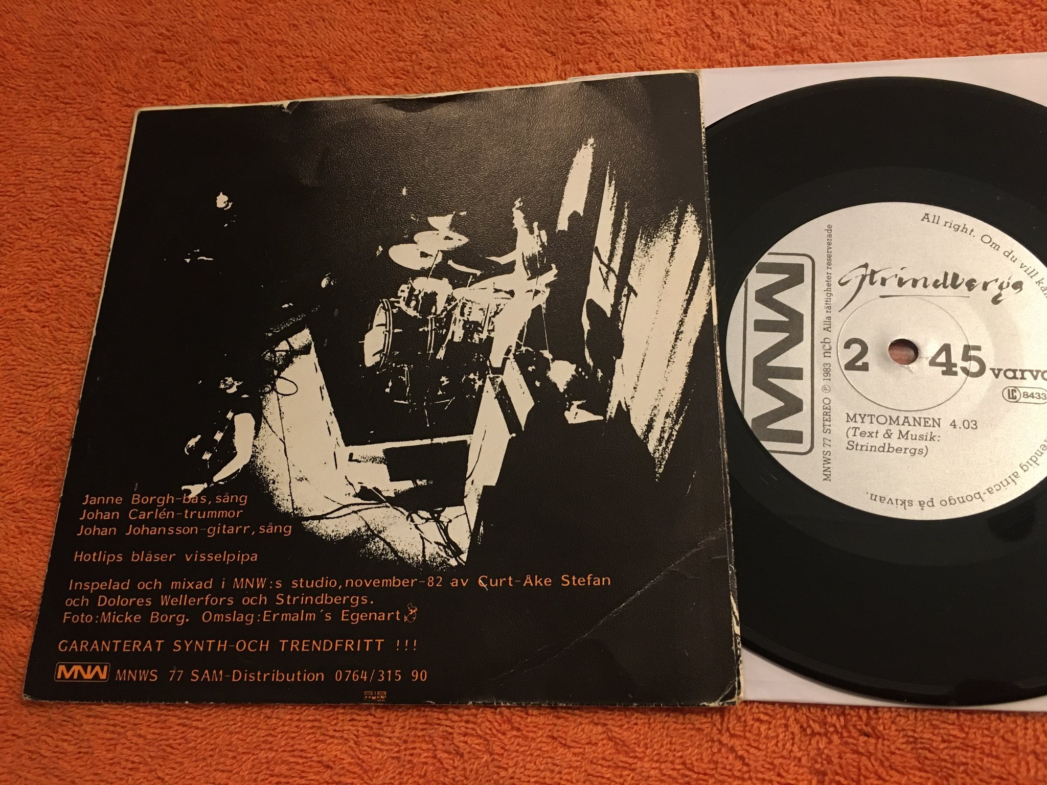 Omslagsbild för skivan STRINDBERGS 100 sekunder  7" -83 Swe MNWS 77