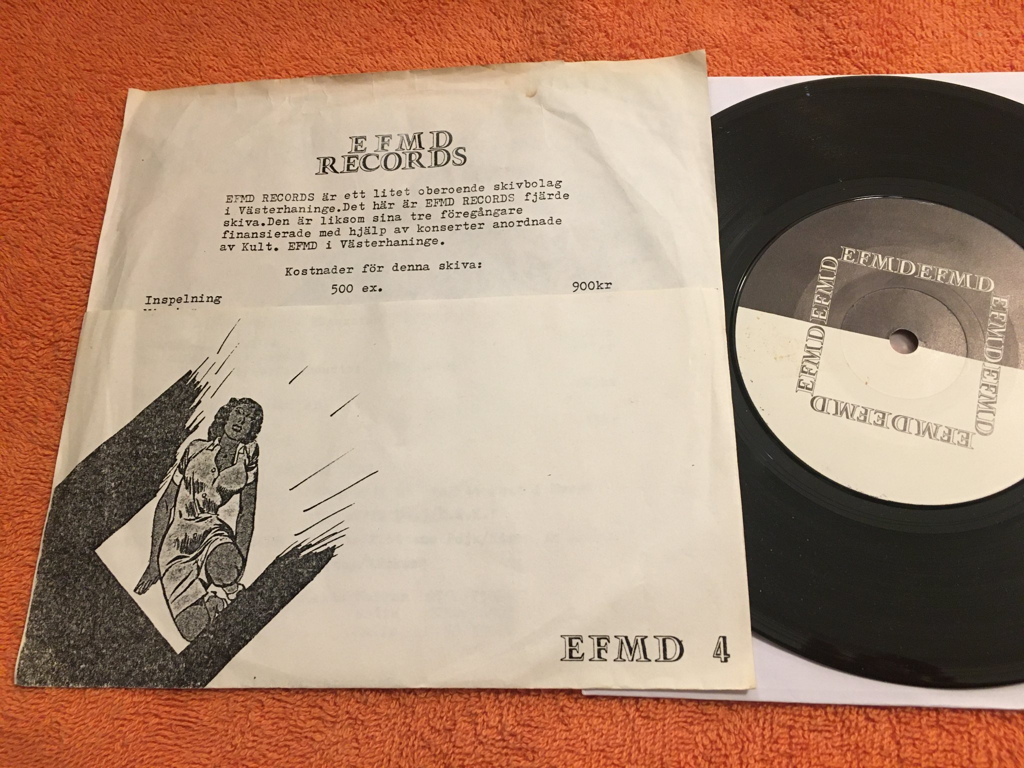 Omslagsbild för skivan ABKK Ronny / mörker 7" -81 Swe EFMD 4 minimal rock punk RARE!!!