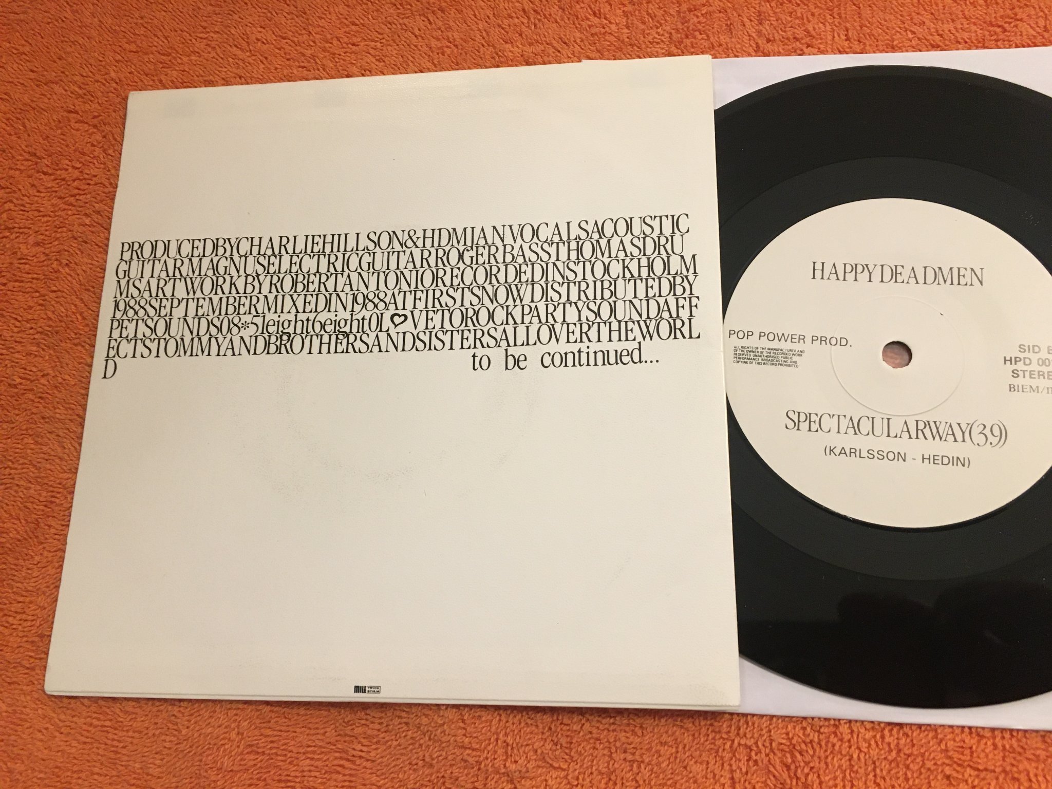 Omslagsbild för skivan HAPPYDEADMEN Silentsighcity 7” -86 Swe POP POWER PROD HPD 001 rare !