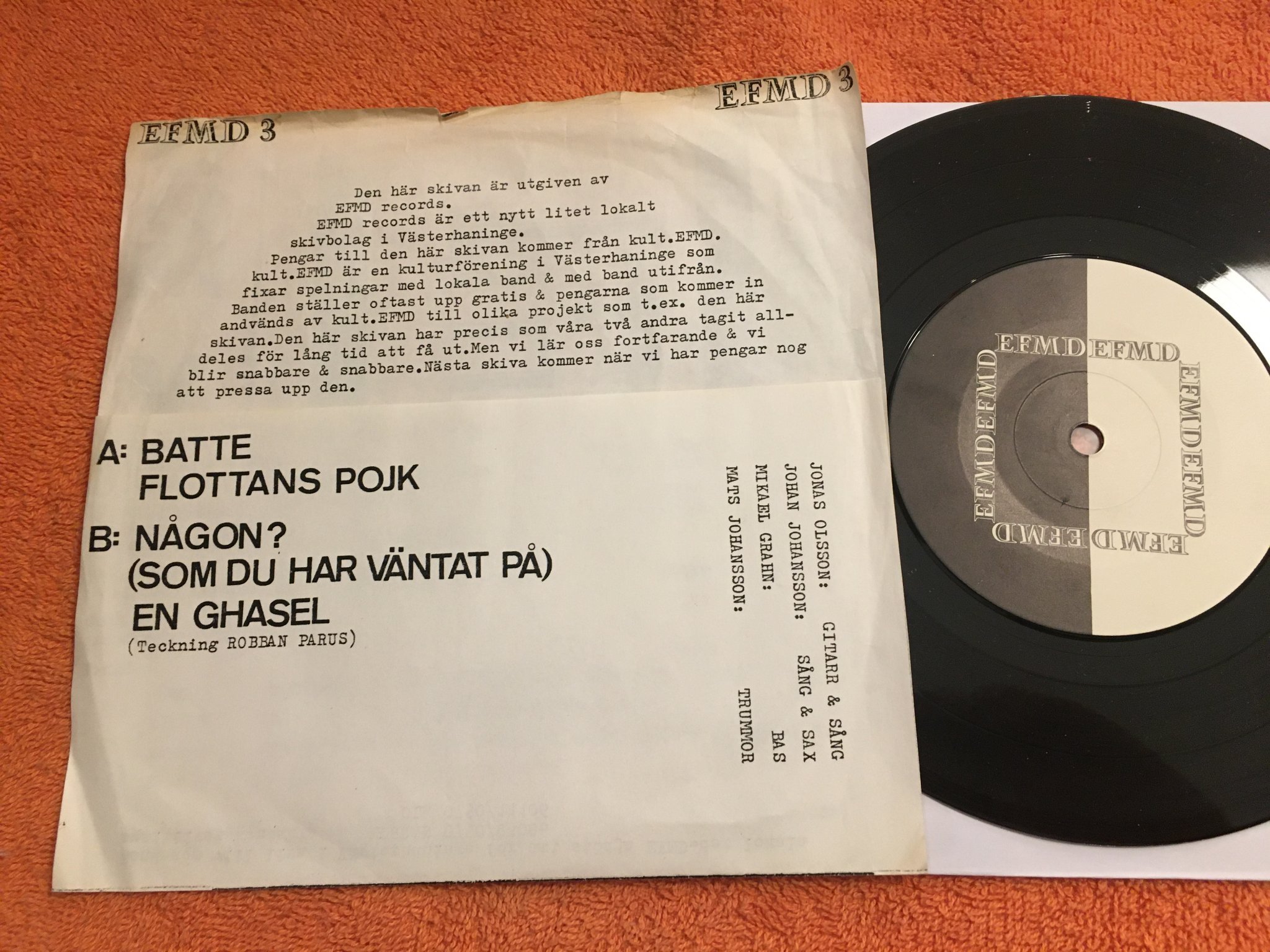Omslagsbild för skivan DOM VÄSSADE batte 7”ep -81 Swe EFMD RECORDS EFMD 3